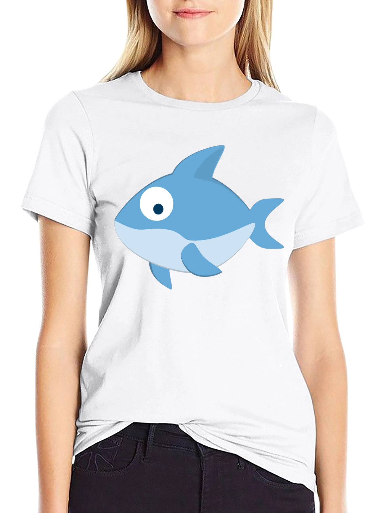 Cartoon Fish Black T-Shirt - Casual Style