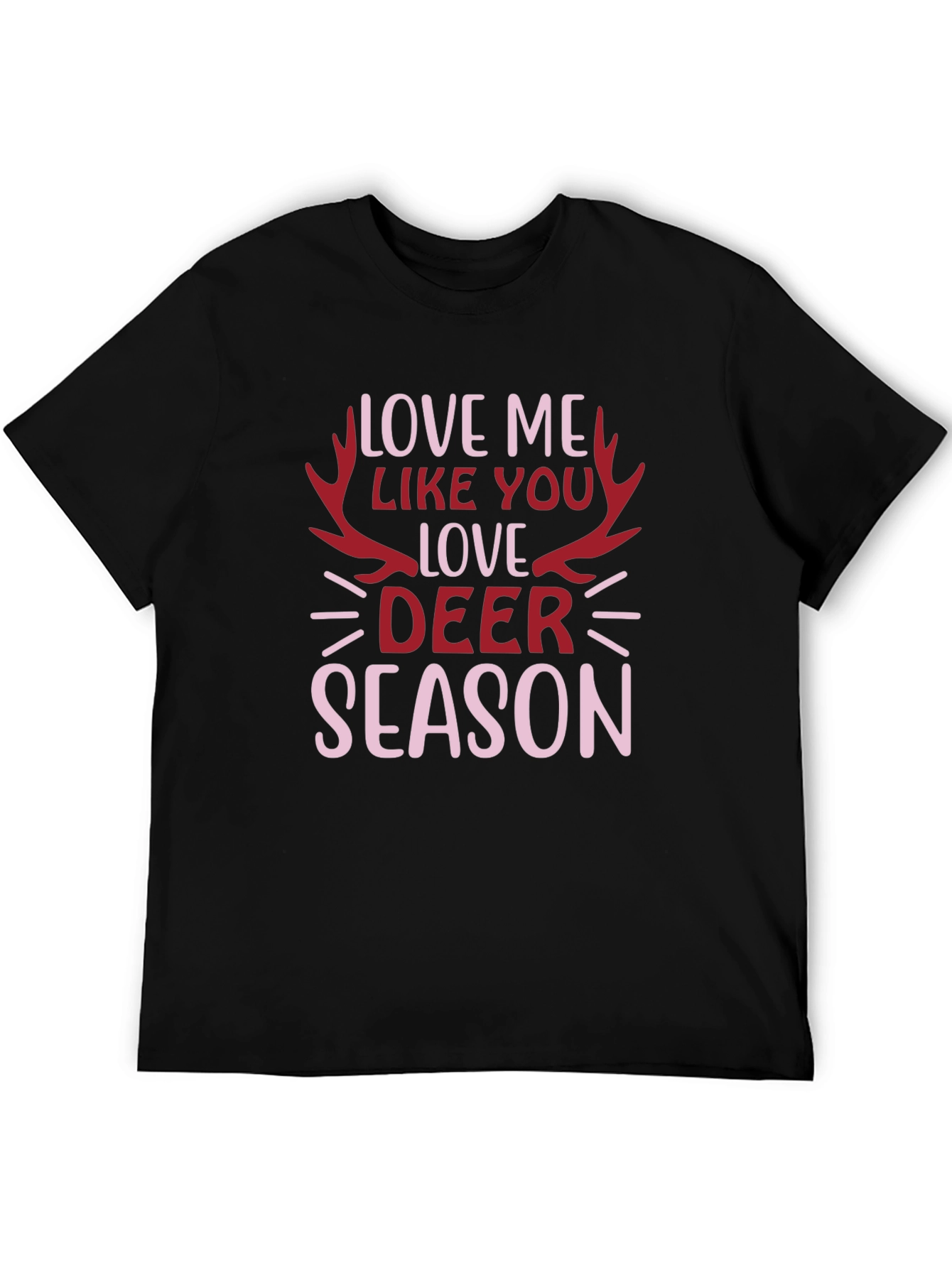 Love Deer Season Graphic Tee - Black Cotton T-Shirt