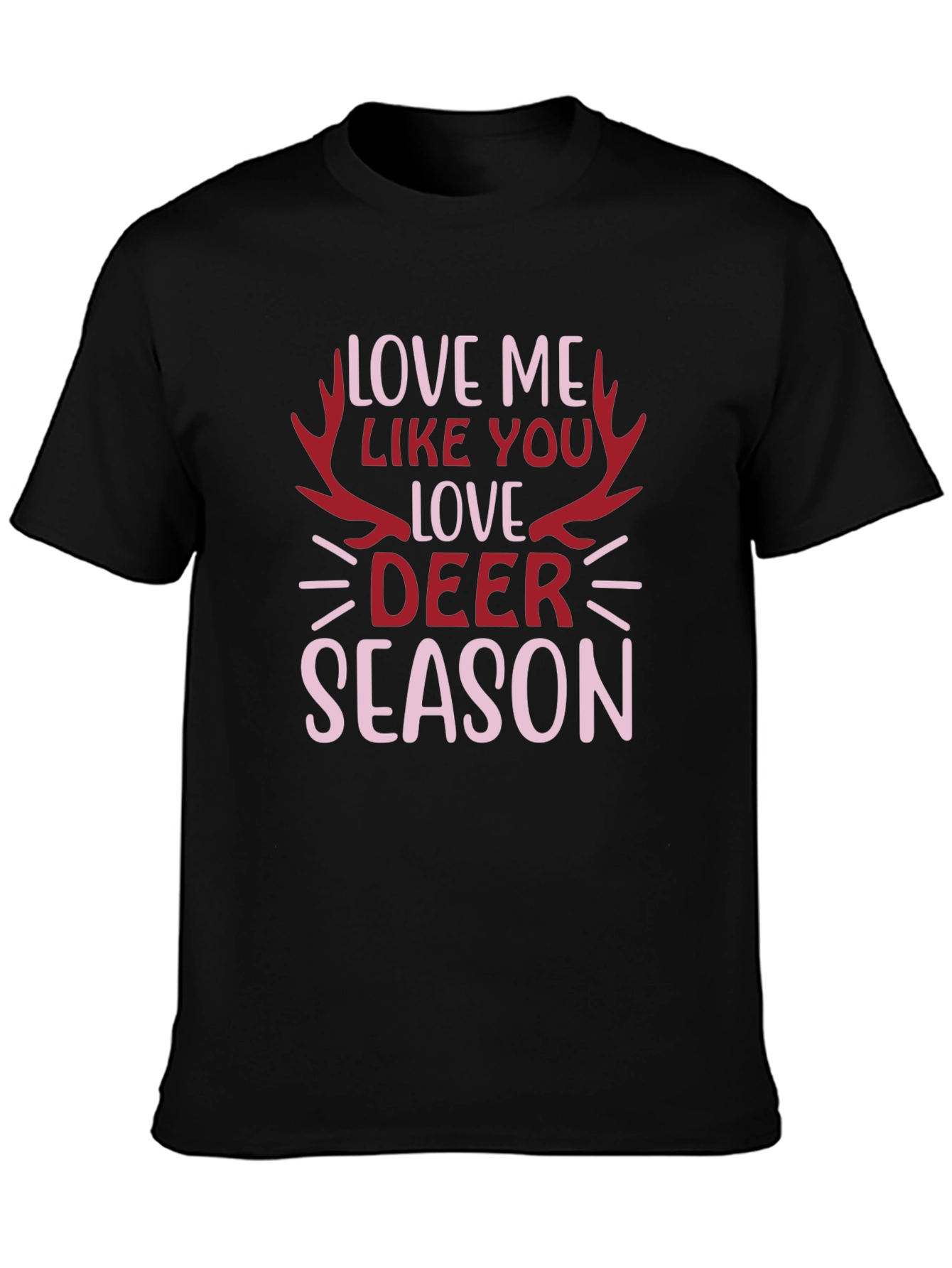 Love Deer Season Graphic Tee - Black Cotton T-Shirt