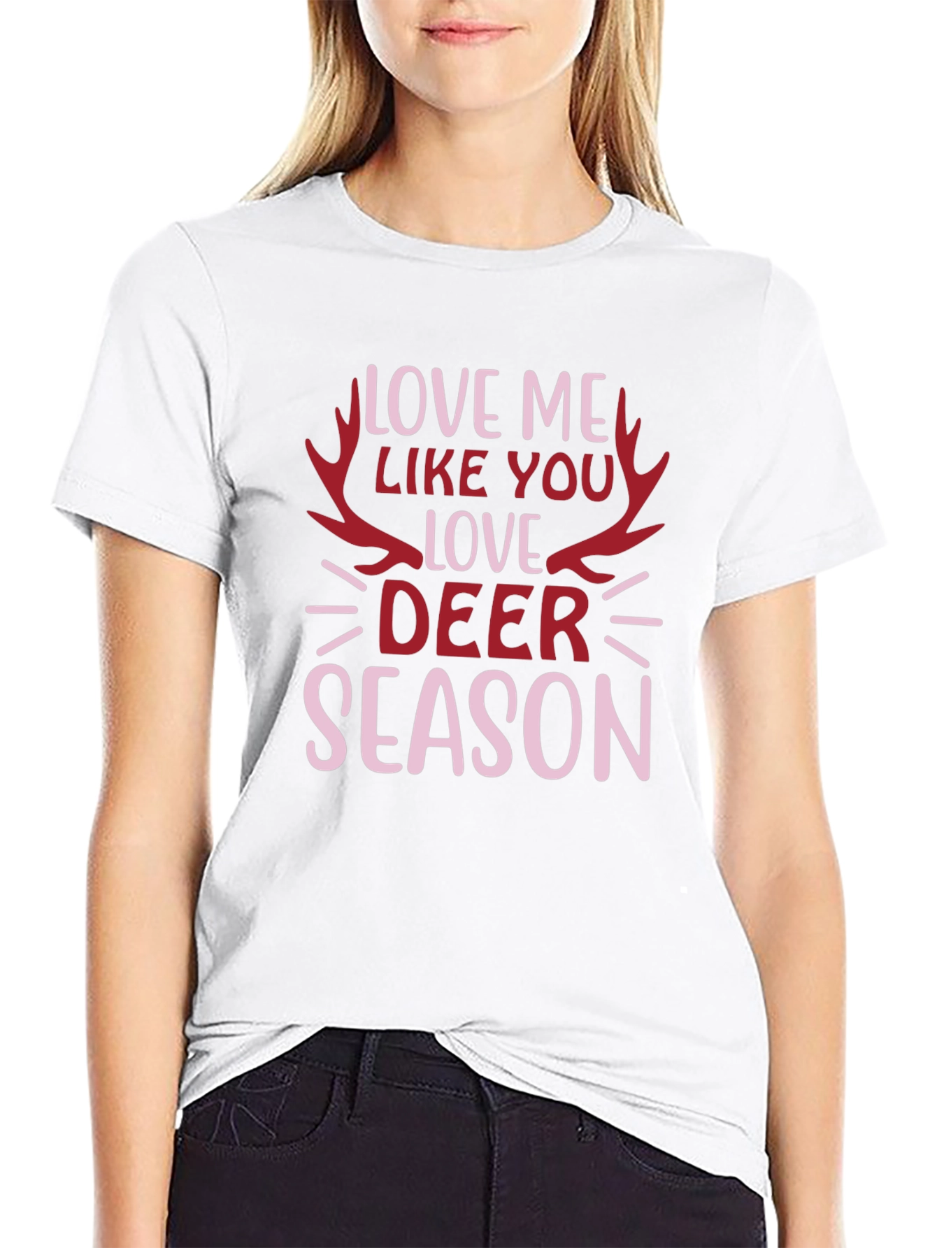 Love Deer Season Graphic Tee - Black Cotton T-Shirt