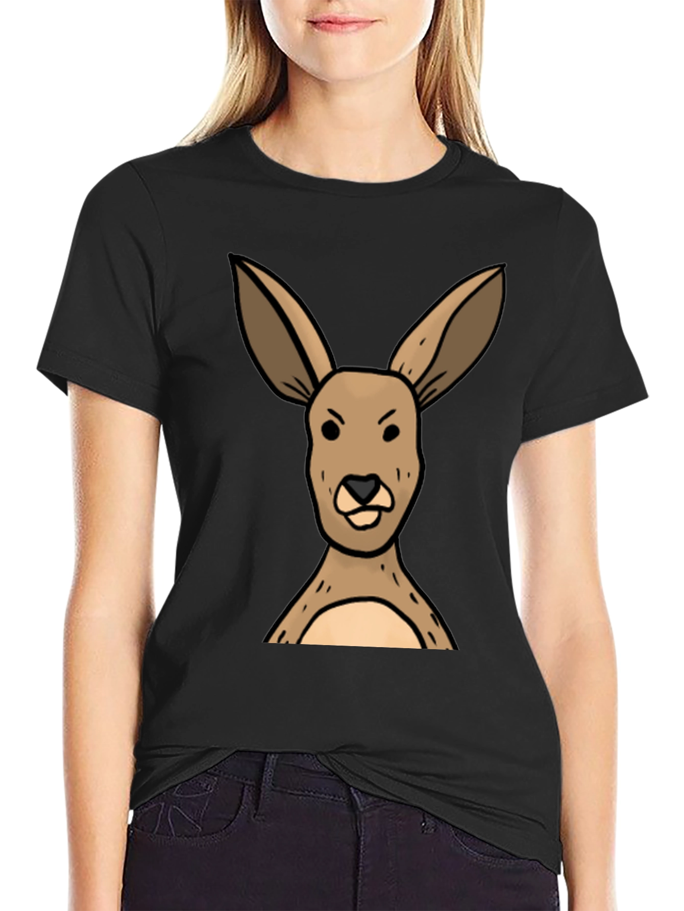 Funny Kangaroo Graphic Tee - Unisex Black T-Shirt
