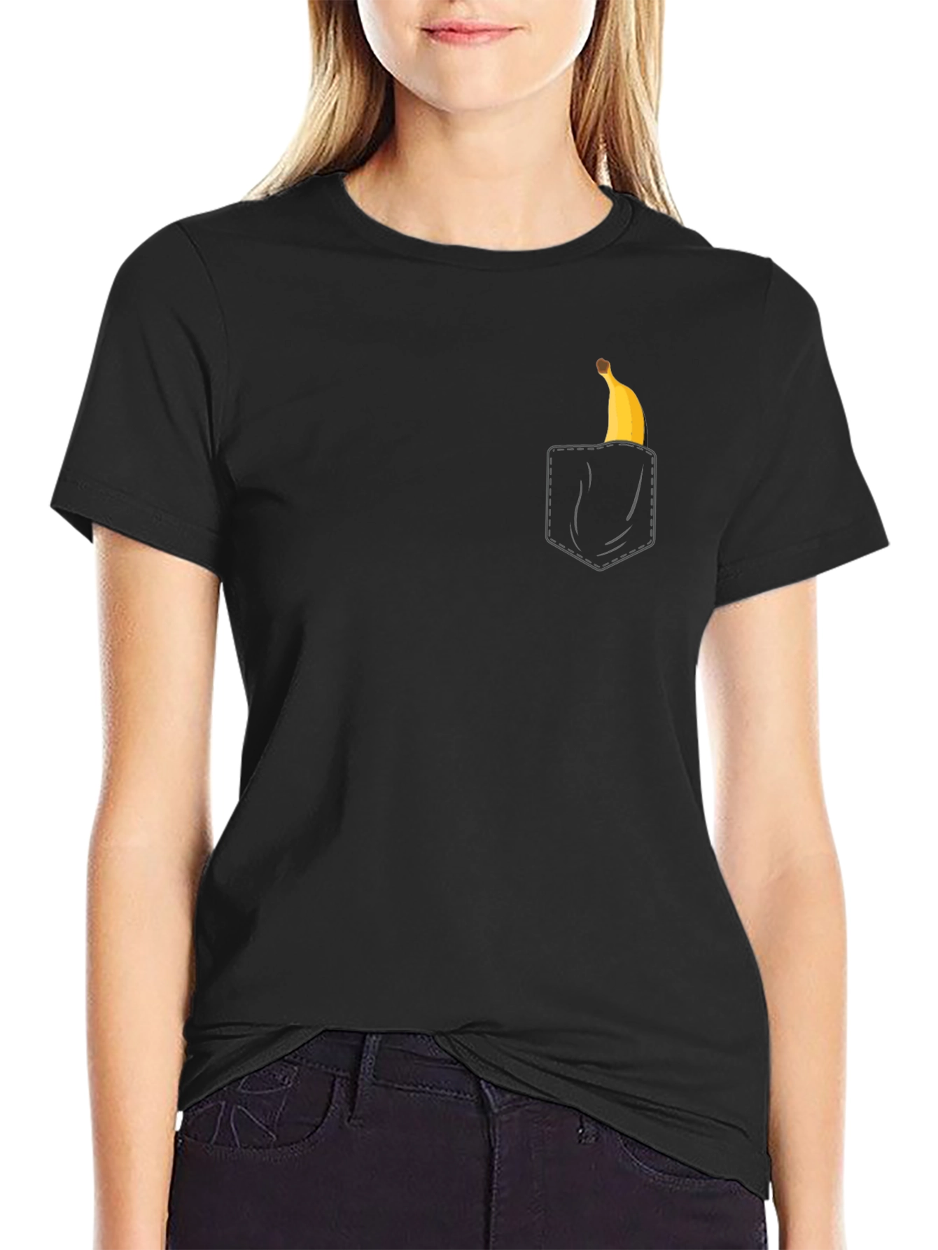 Banana Pocket Graphic Tee - Casual Black T-Shirt
