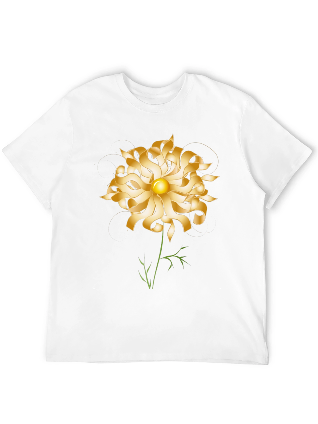 Gold Flower Graphic Black T-Shirt