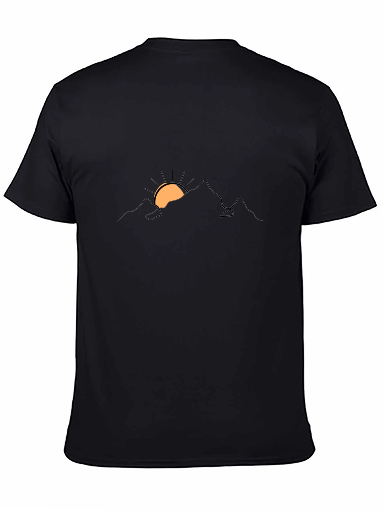 Minimalist Mountain Sunrise Black Tee