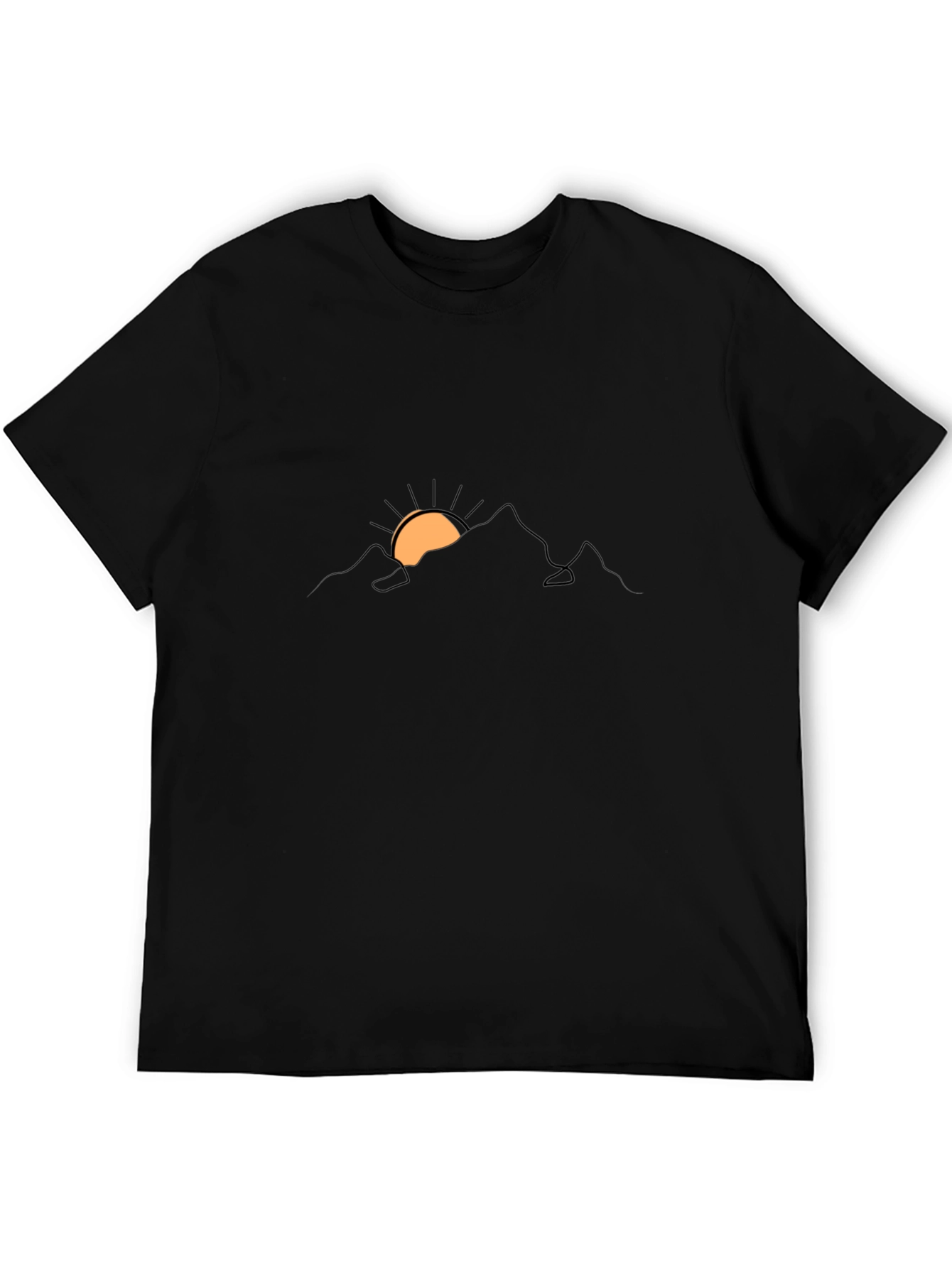 Minimalist Mountain Sunrise Black Tee