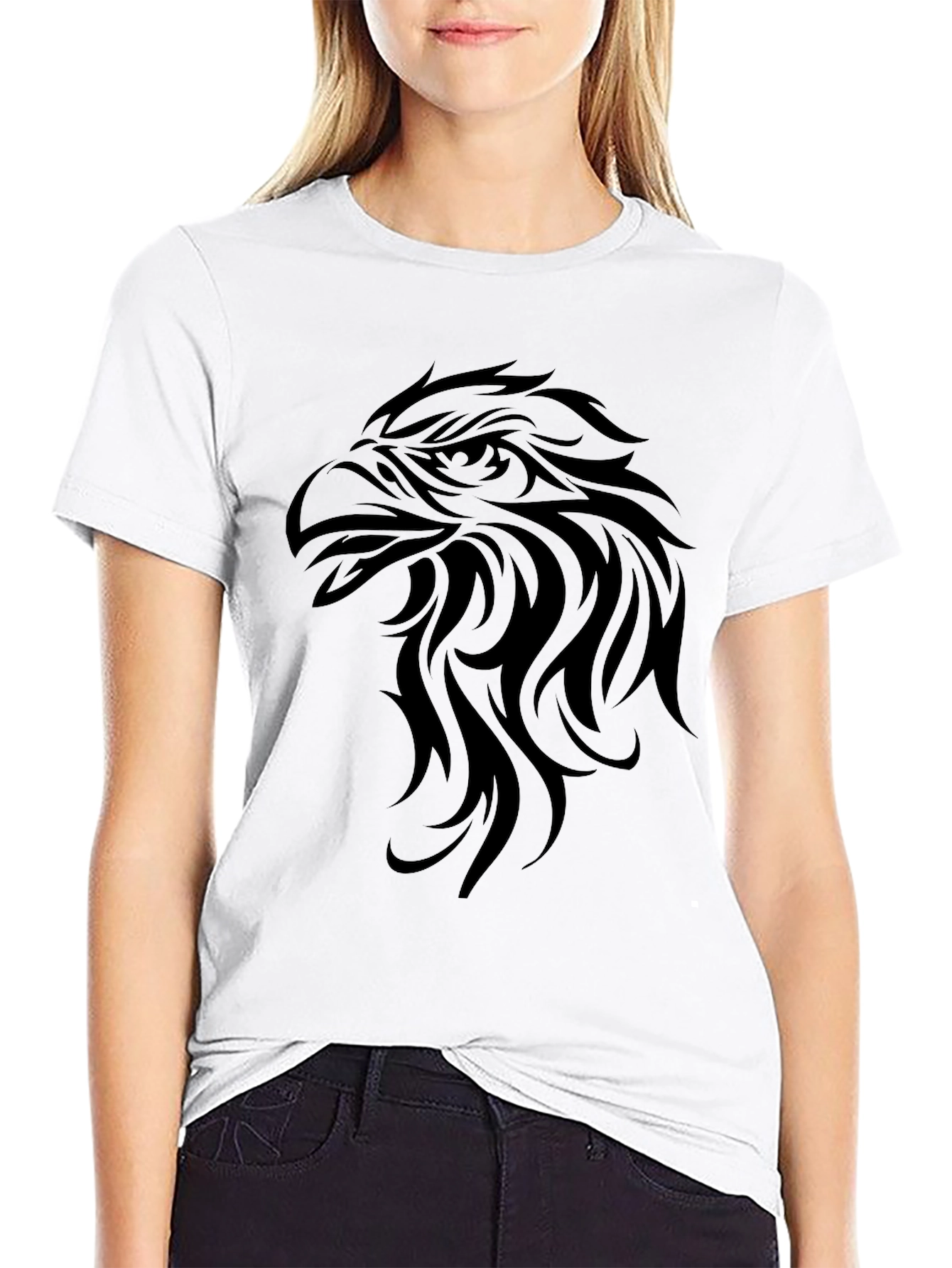 Mens Black T-Shirt with Eagle Design