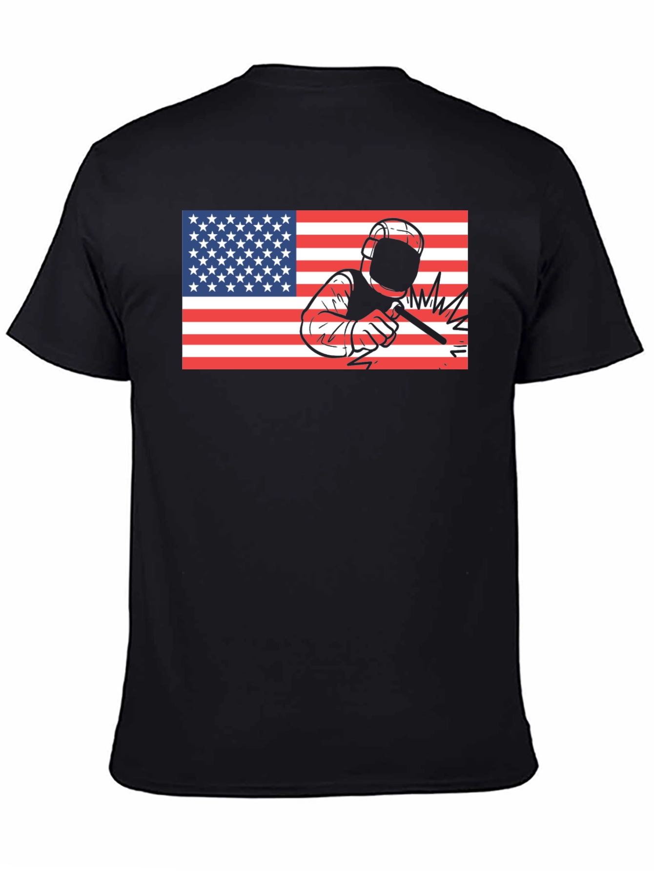 Welder American Flag Black T-Shirt