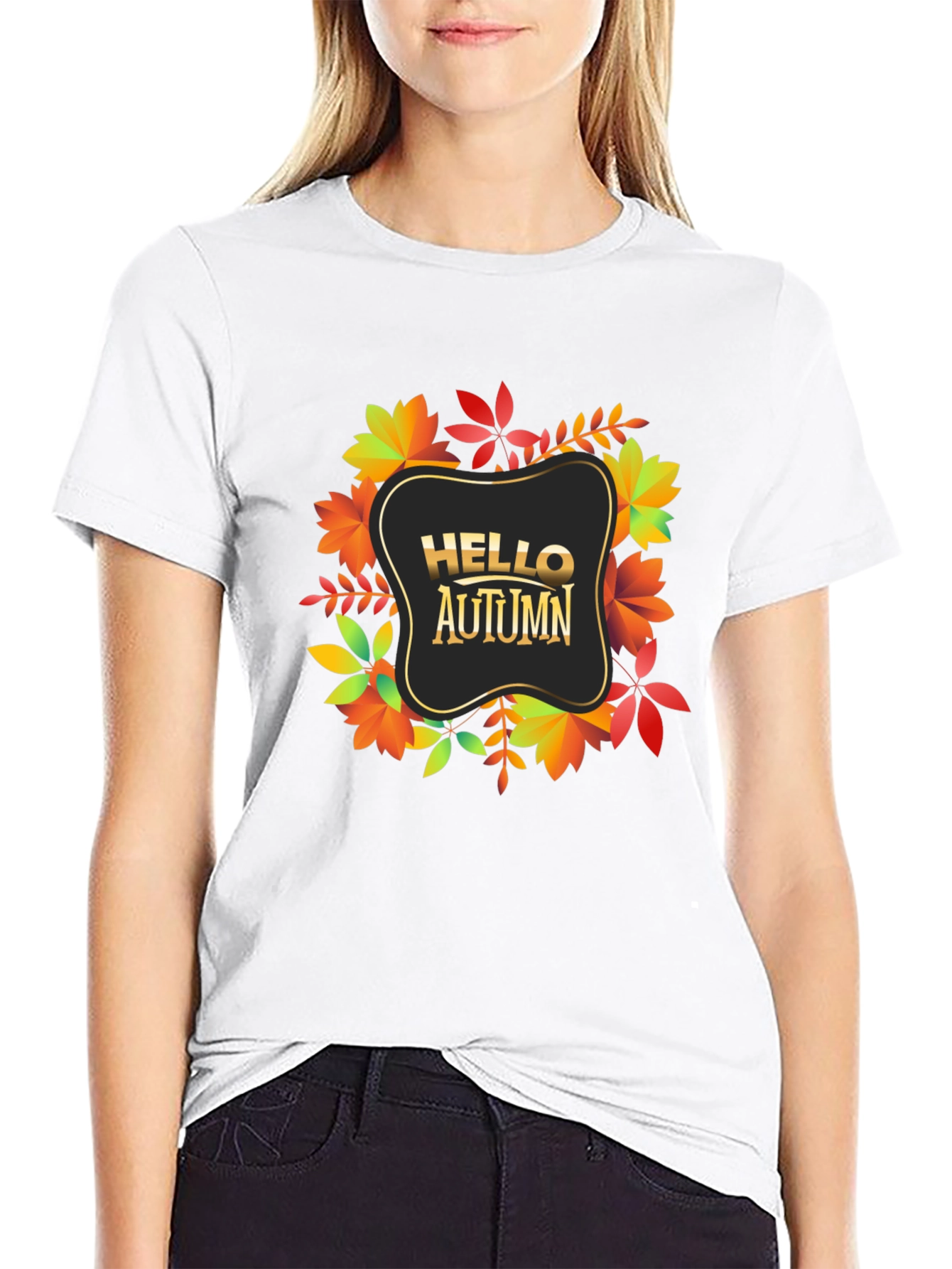Hello Autumn Black Graphic Tee