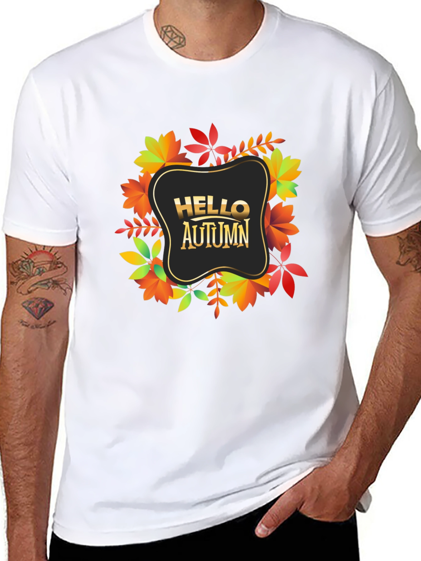 Hello Autumn Black Graphic Tee
