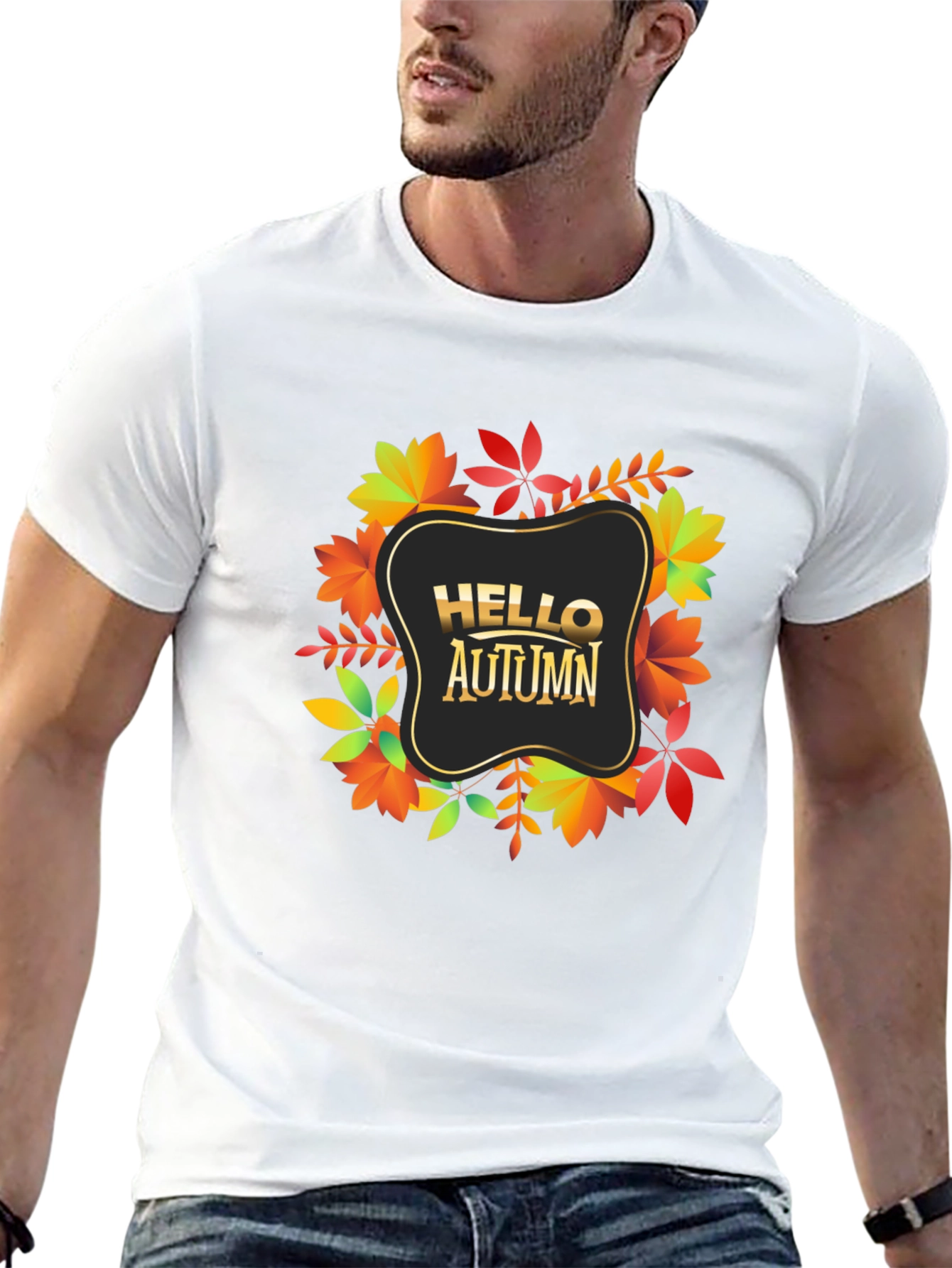 Hello Autumn Black Graphic Tee
