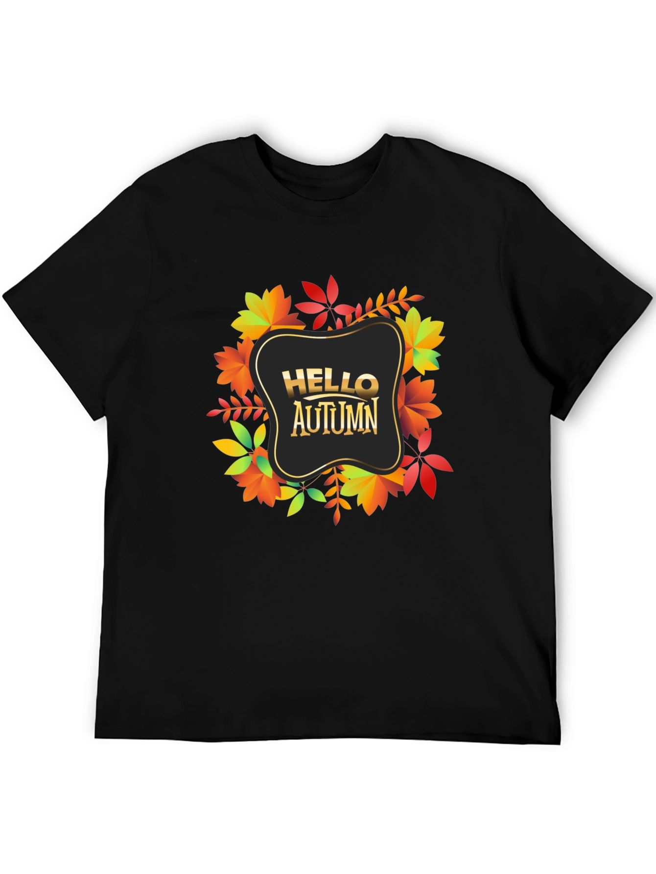 Hello Autumn Black Graphic Tee