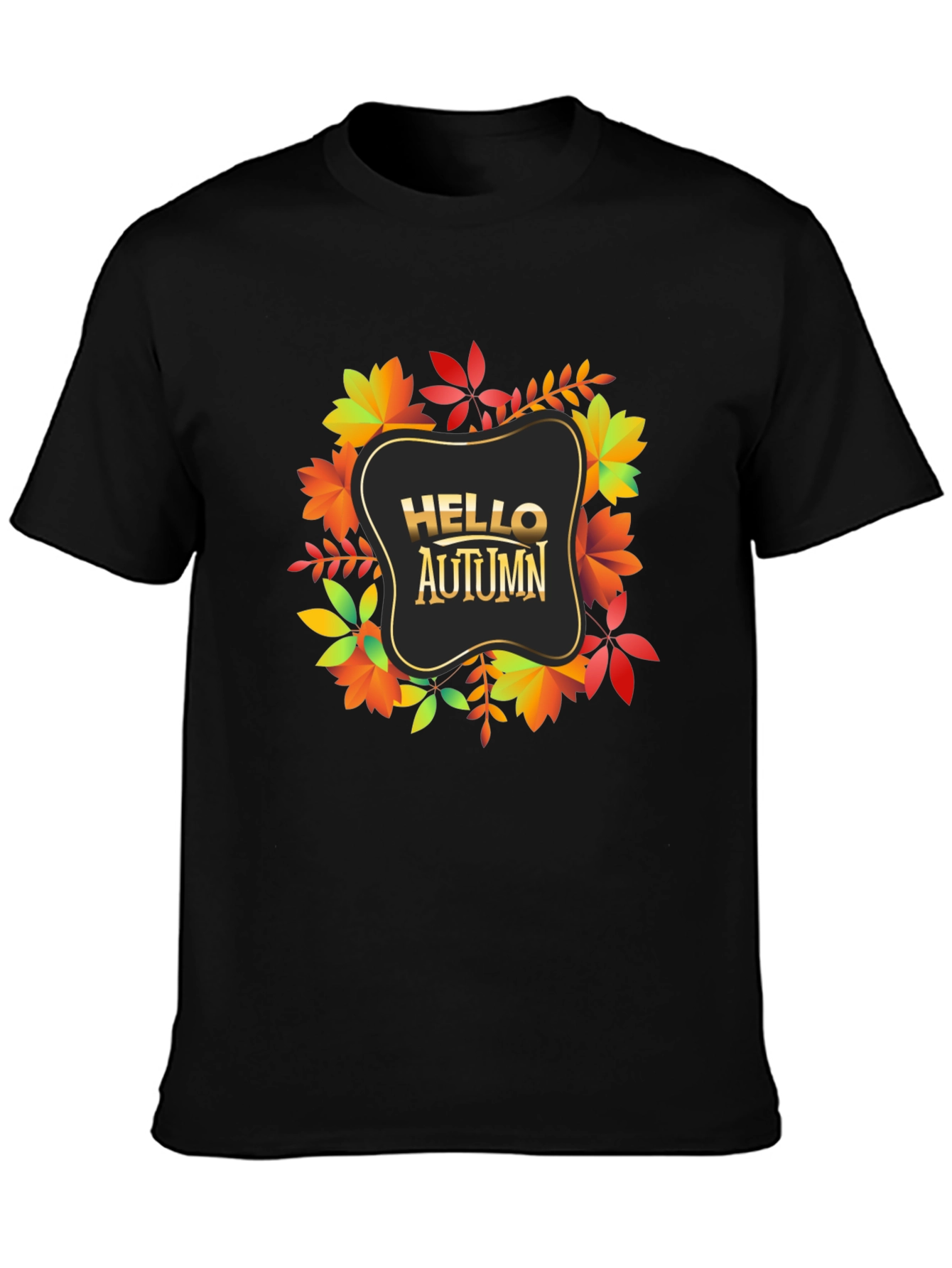 Hello Autumn Black Graphic Tee