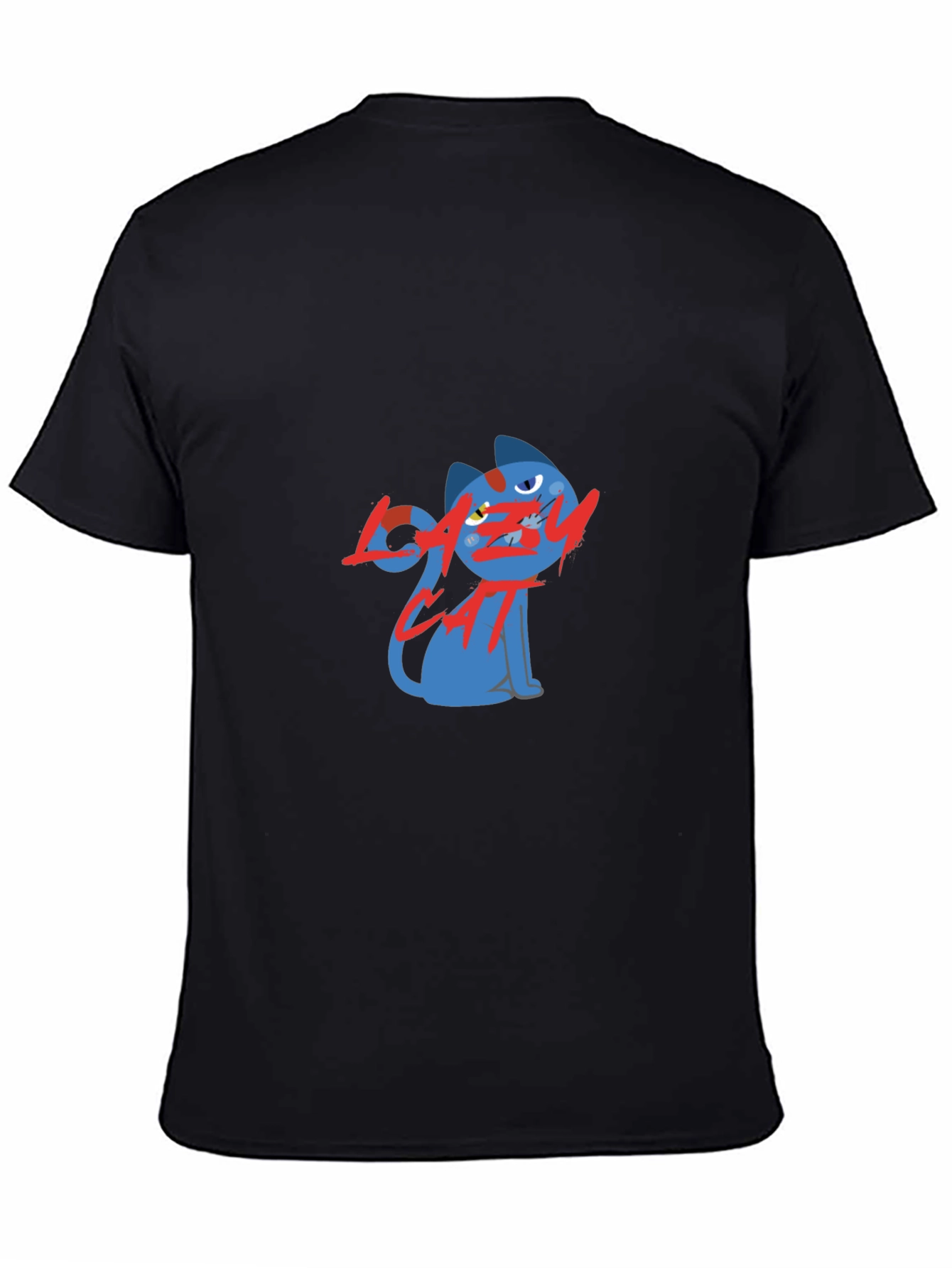 Lazy Cat Graphic Black T-Shirt