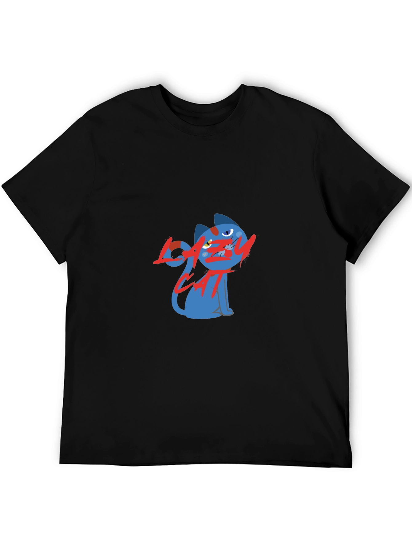 Lazy Cat Graphic Black T-Shirt