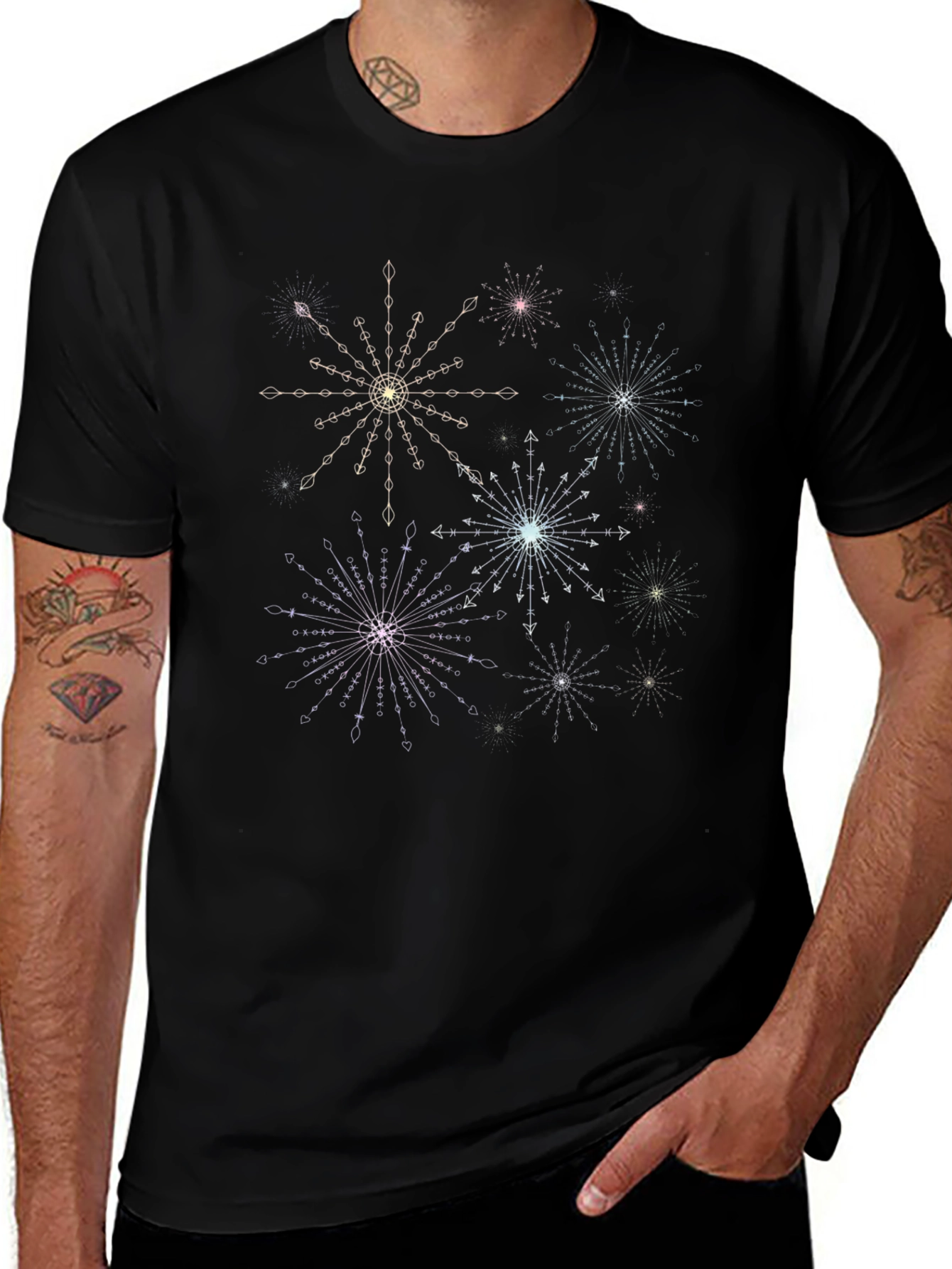Celestial Starburst Black T-Shirt