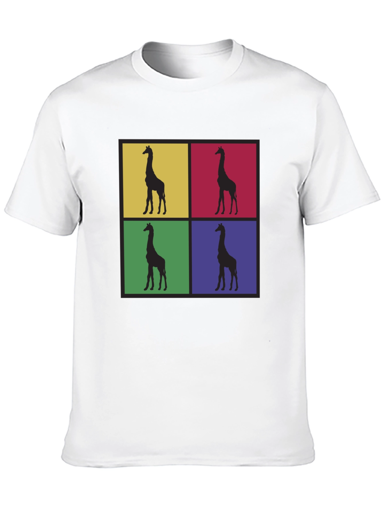 Giraffe Pop Art Graphic Tee - Black