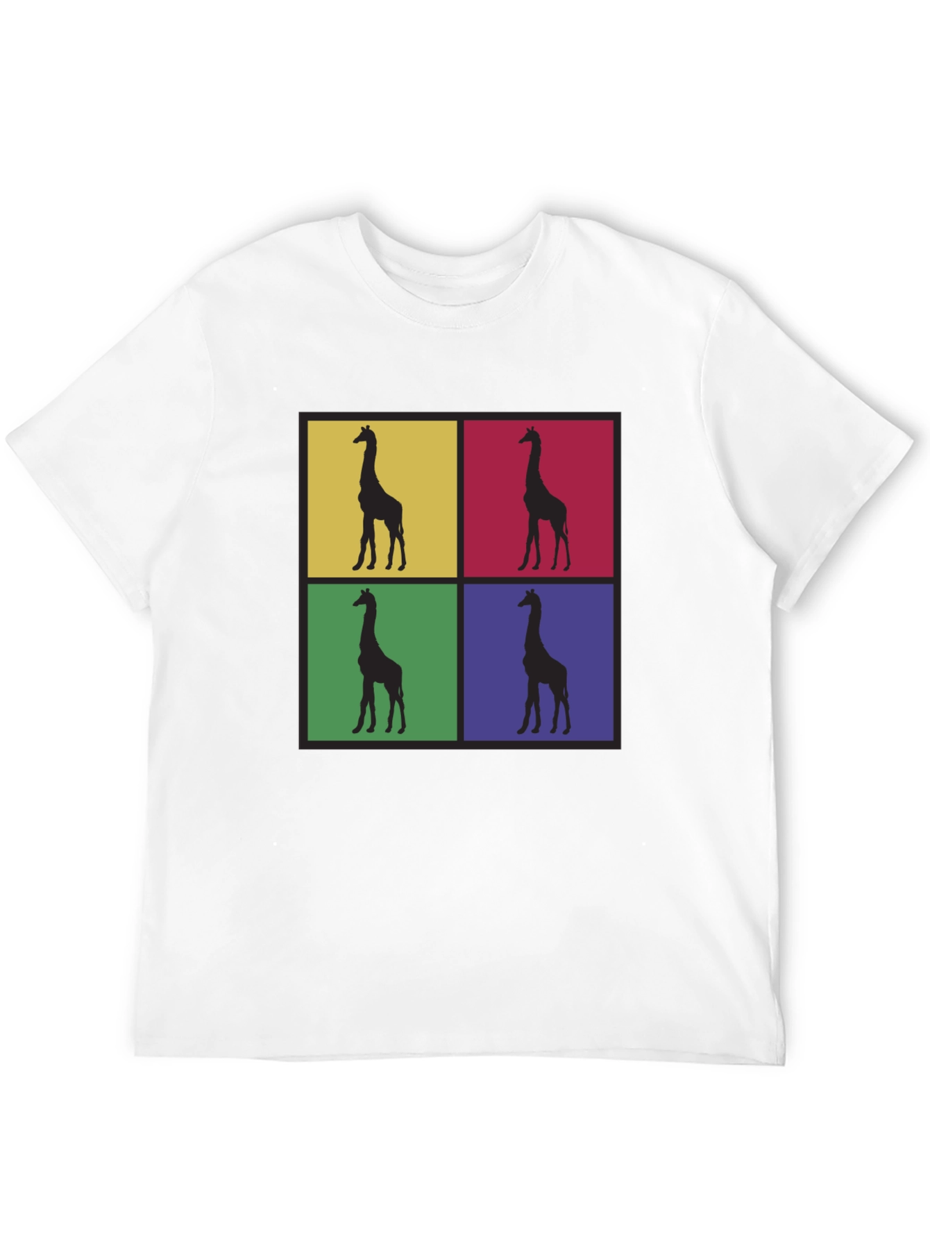 Giraffe Pop Art Graphic Tee - Black