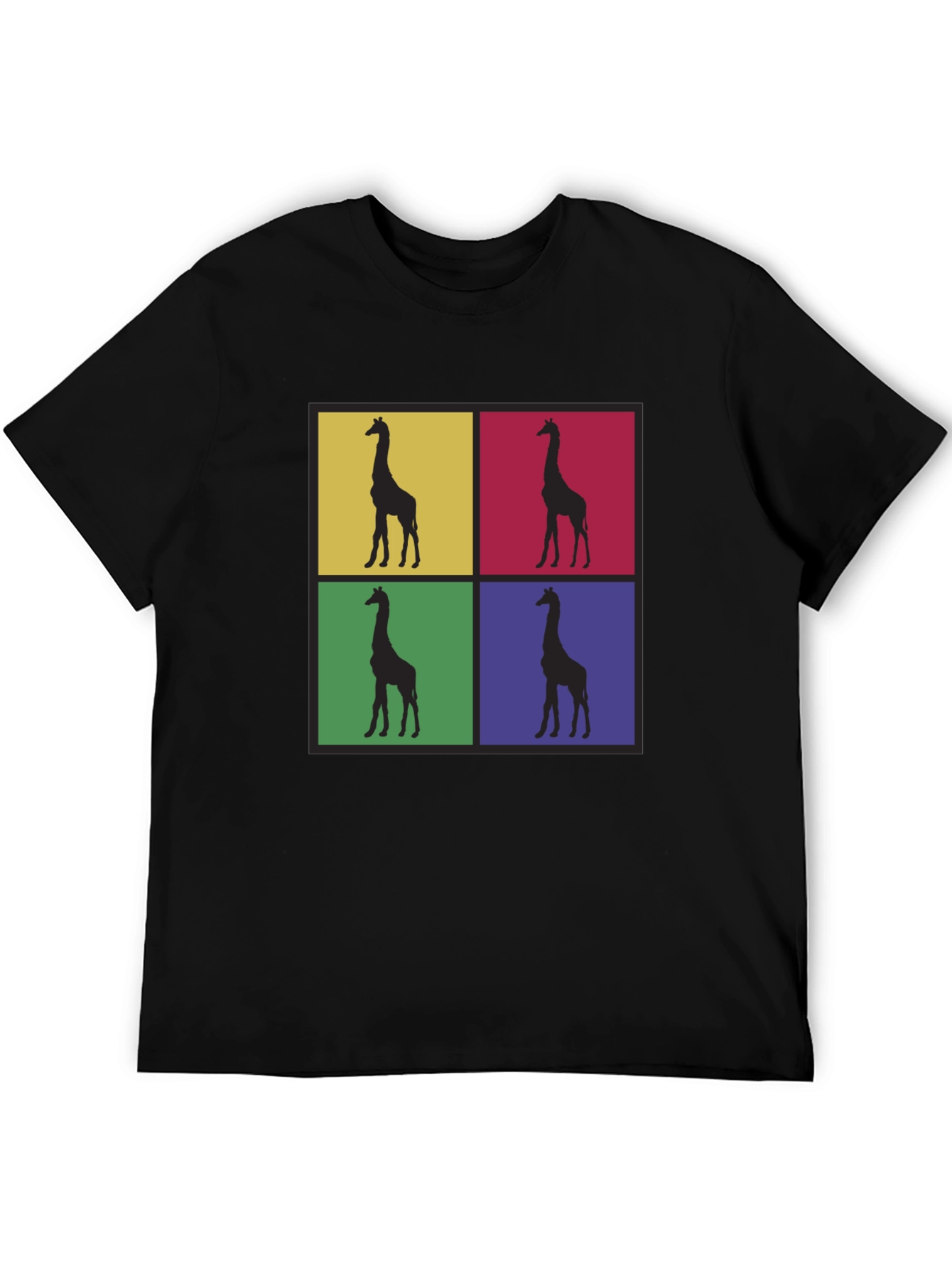 Giraffe Pop Art Graphic Tee - Black