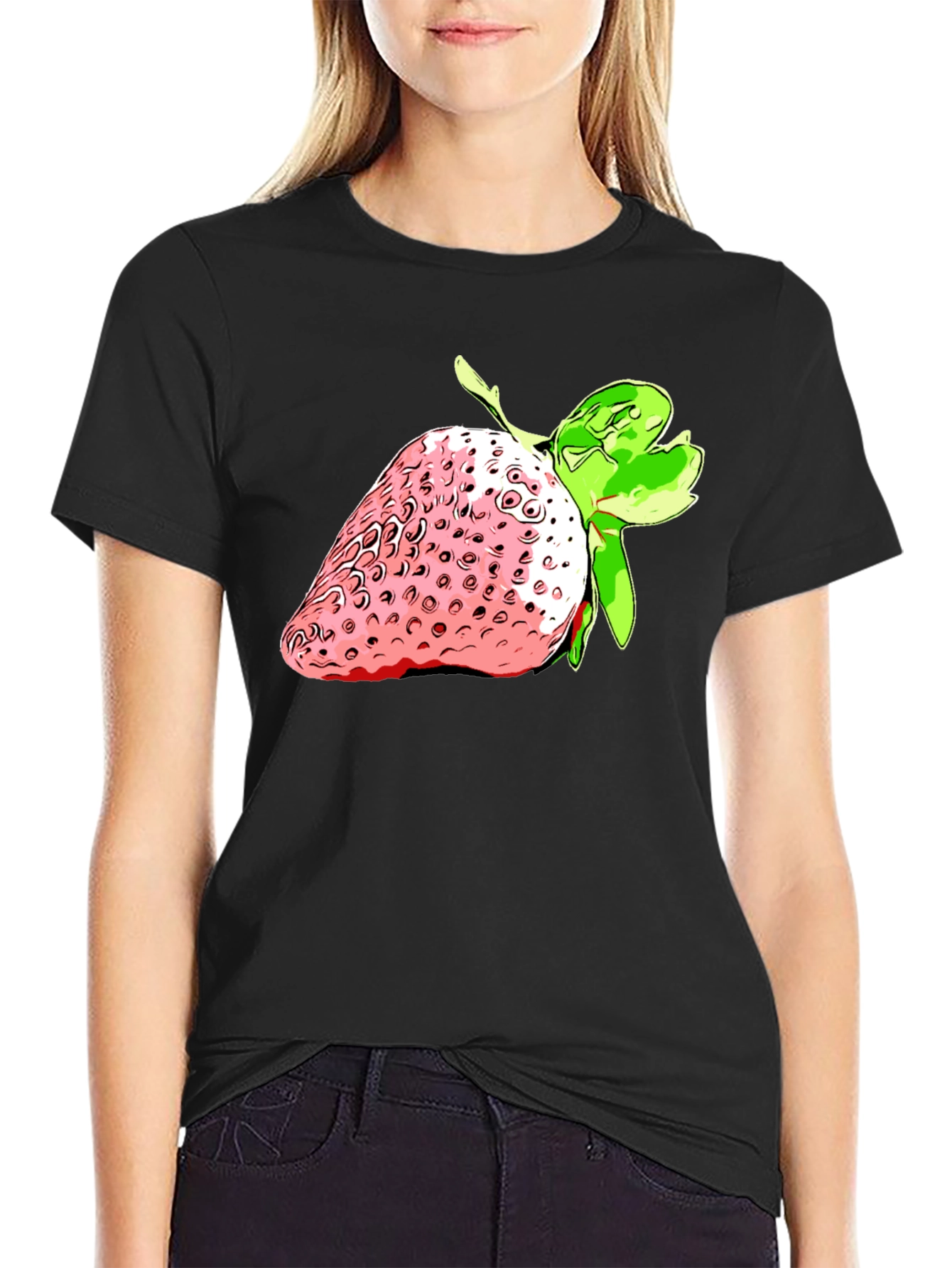 Strawberry Graphic Black T-Shirt - Fresh Style