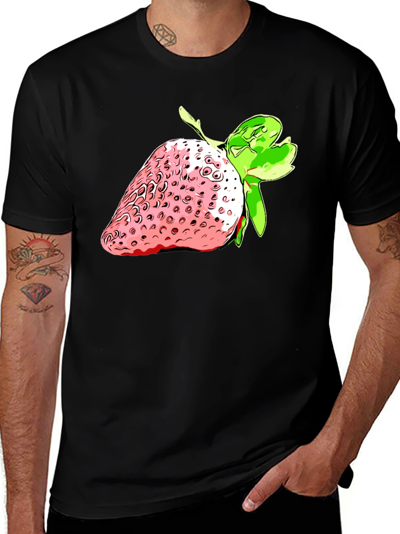 Strawberry Graphic Black T-Shirt - Fresh Style