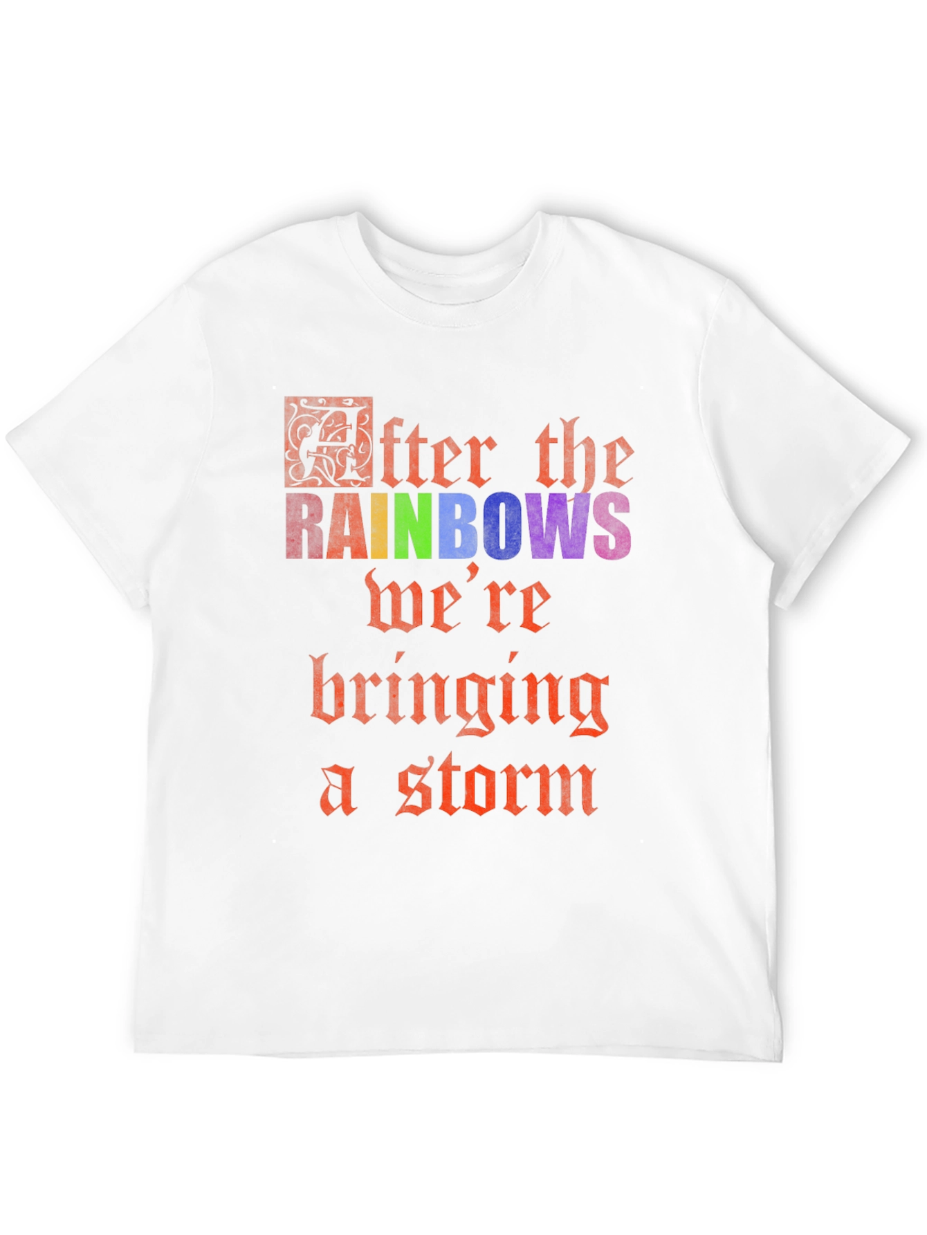 After the Rainbows Storm Black Cotton Graphic T-Shirt