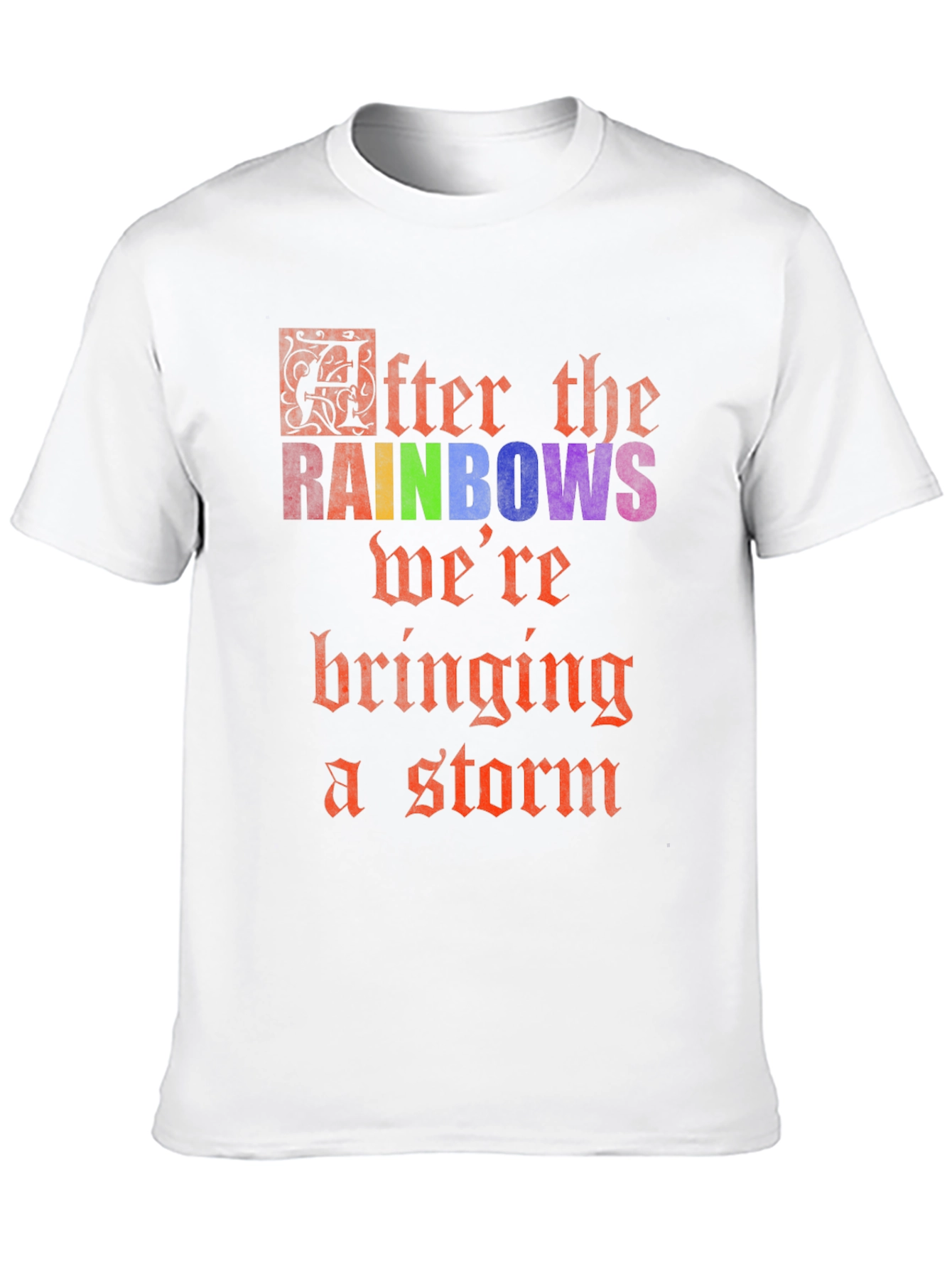 After the Rainbows Storm Black Cotton Graphic T-Shirt