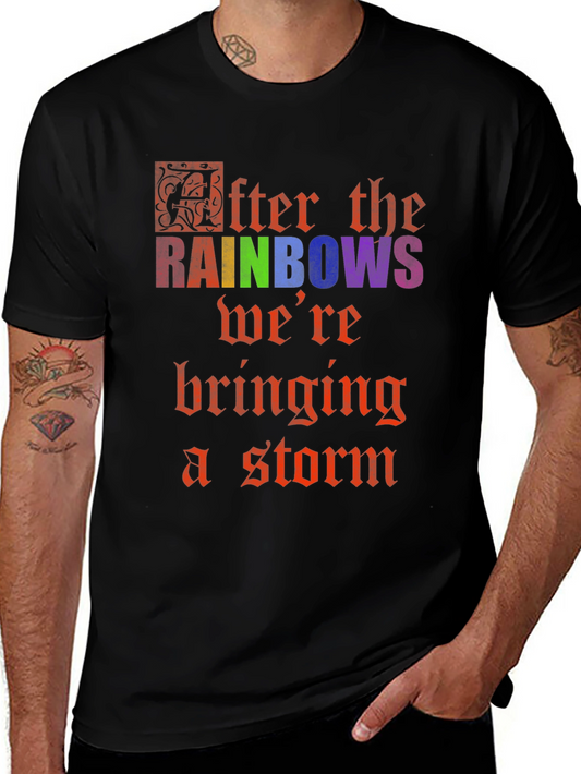 After the Rainbows Storm Black Cotton Graphic T-Shirt