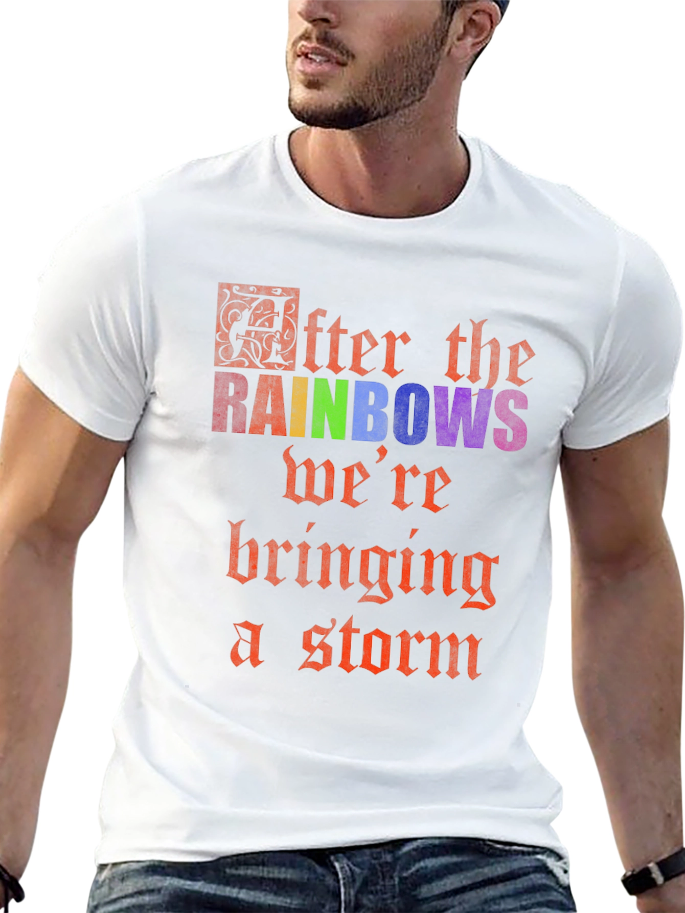 After the Rainbows Storm Black Cotton Graphic T-Shirt
