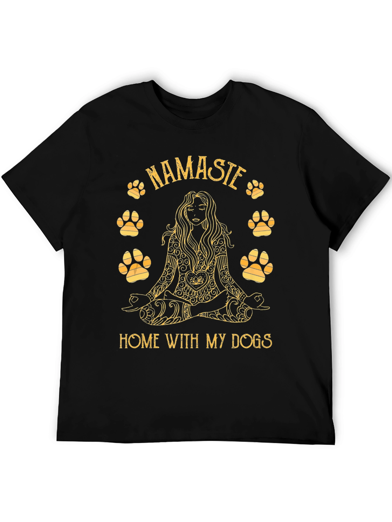 Namaste Home With My Dogs Black T-Shirt Yoga Lover