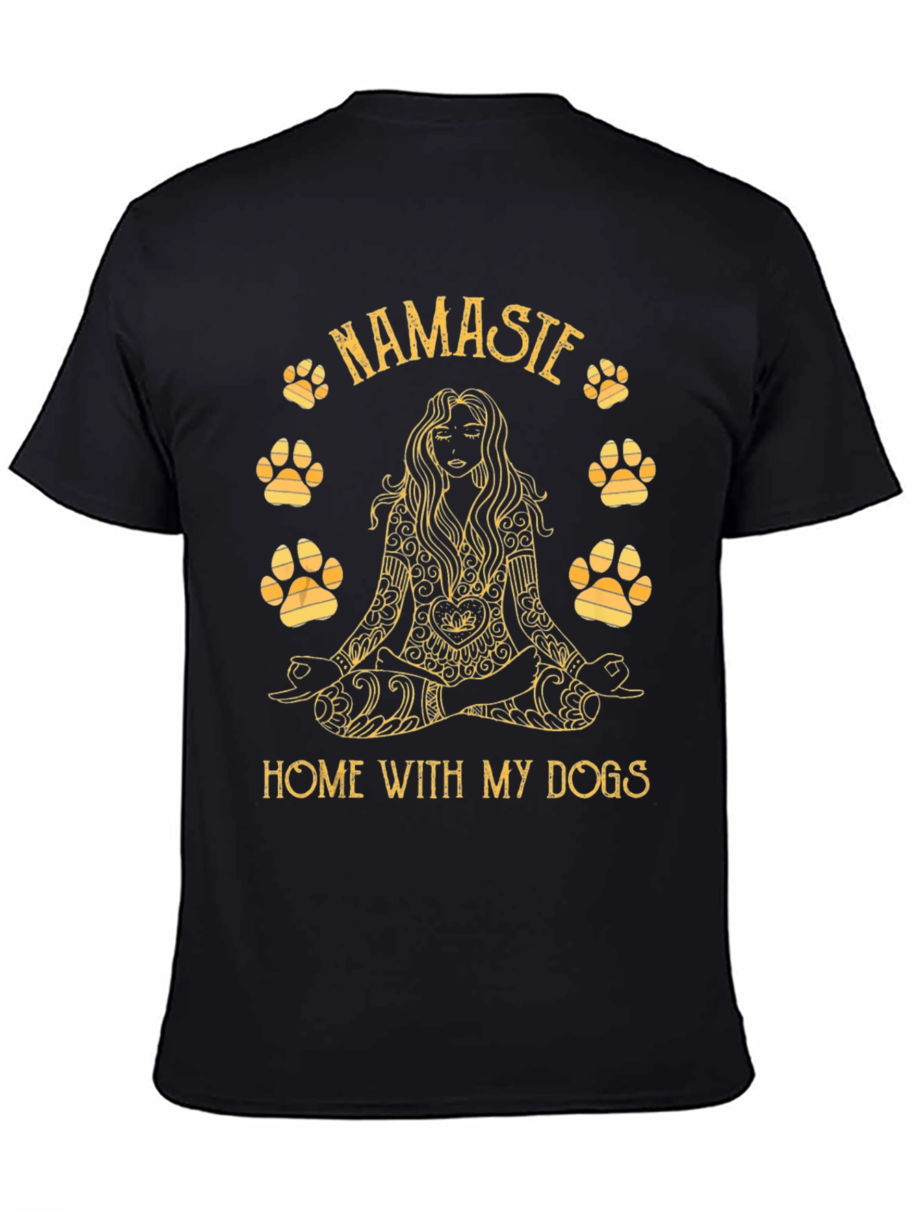 Namaste Home With My Dogs Black T-Shirt Yoga Lover