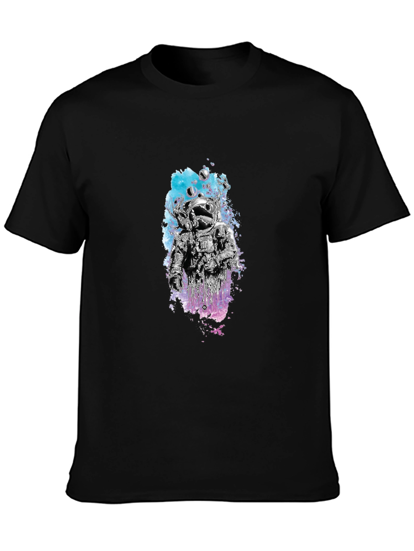 Astronaut Graphic Tee - Black Cotton Crew Neck