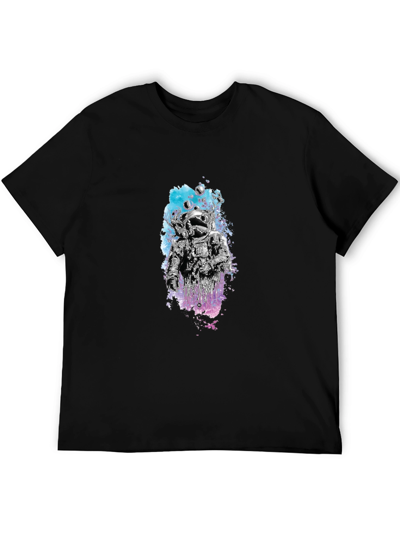 Astronaut Graphic Tee - Black Cotton Crew Neck