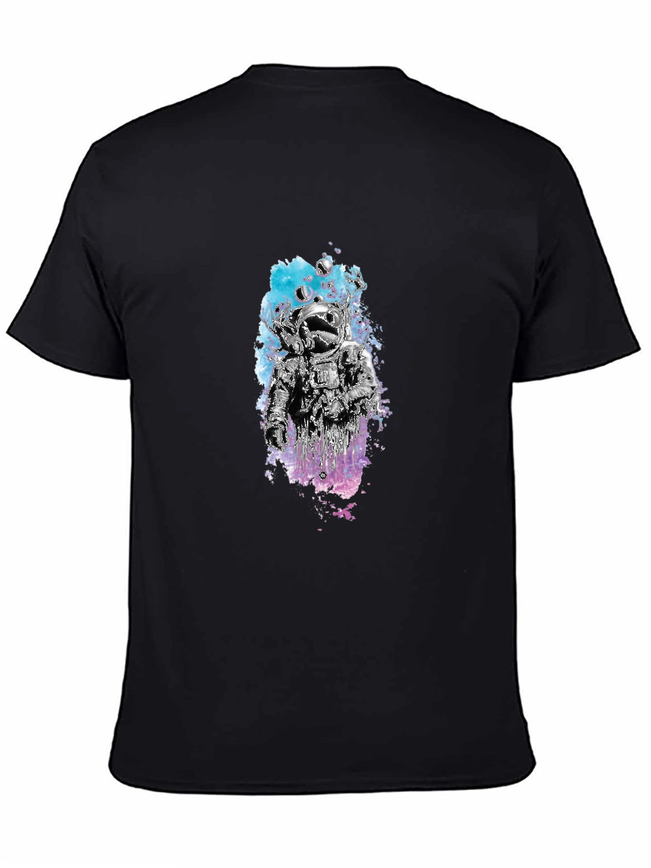 Astronaut Graphic Tee - Black Cotton Crew Neck