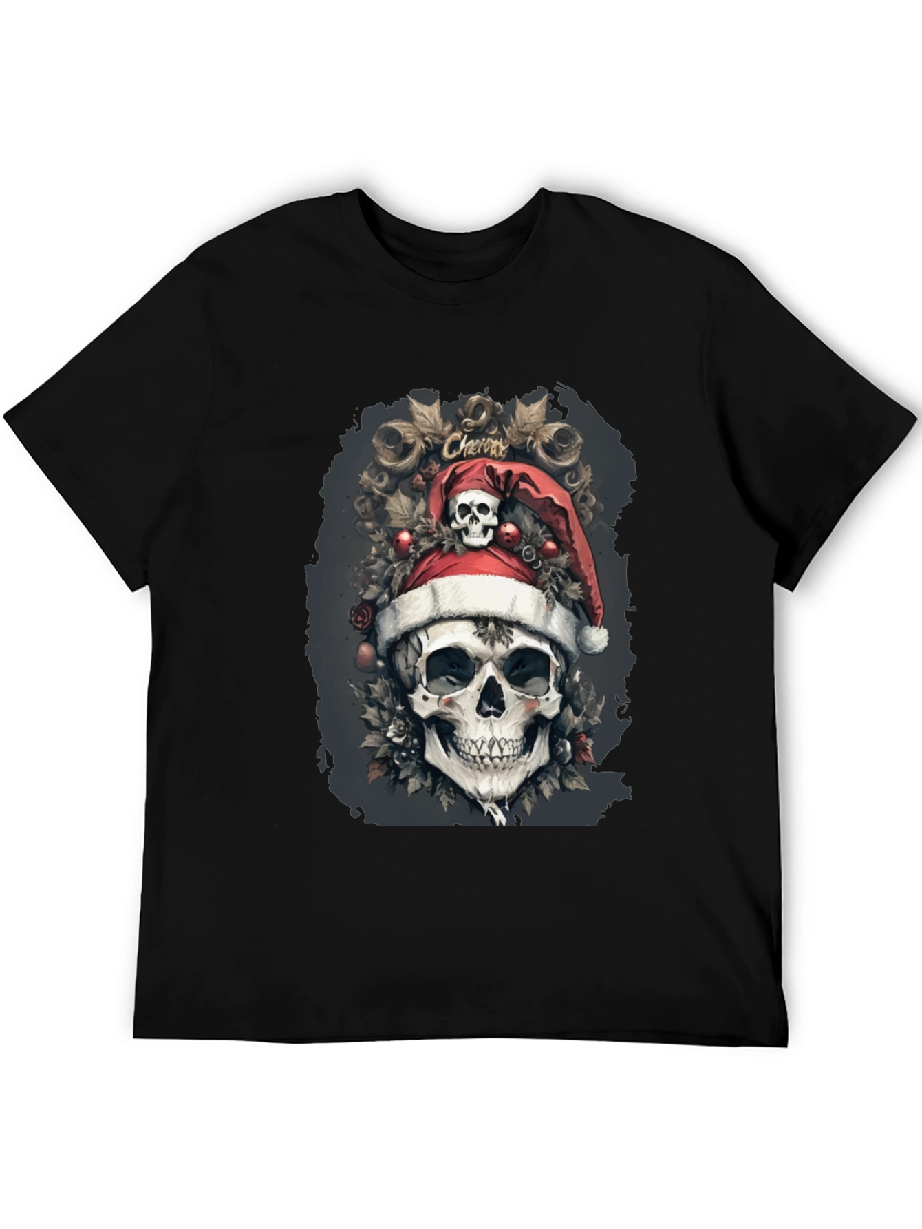 Festive Skull Graphic Tee - Holiday Skeleton Shirt
