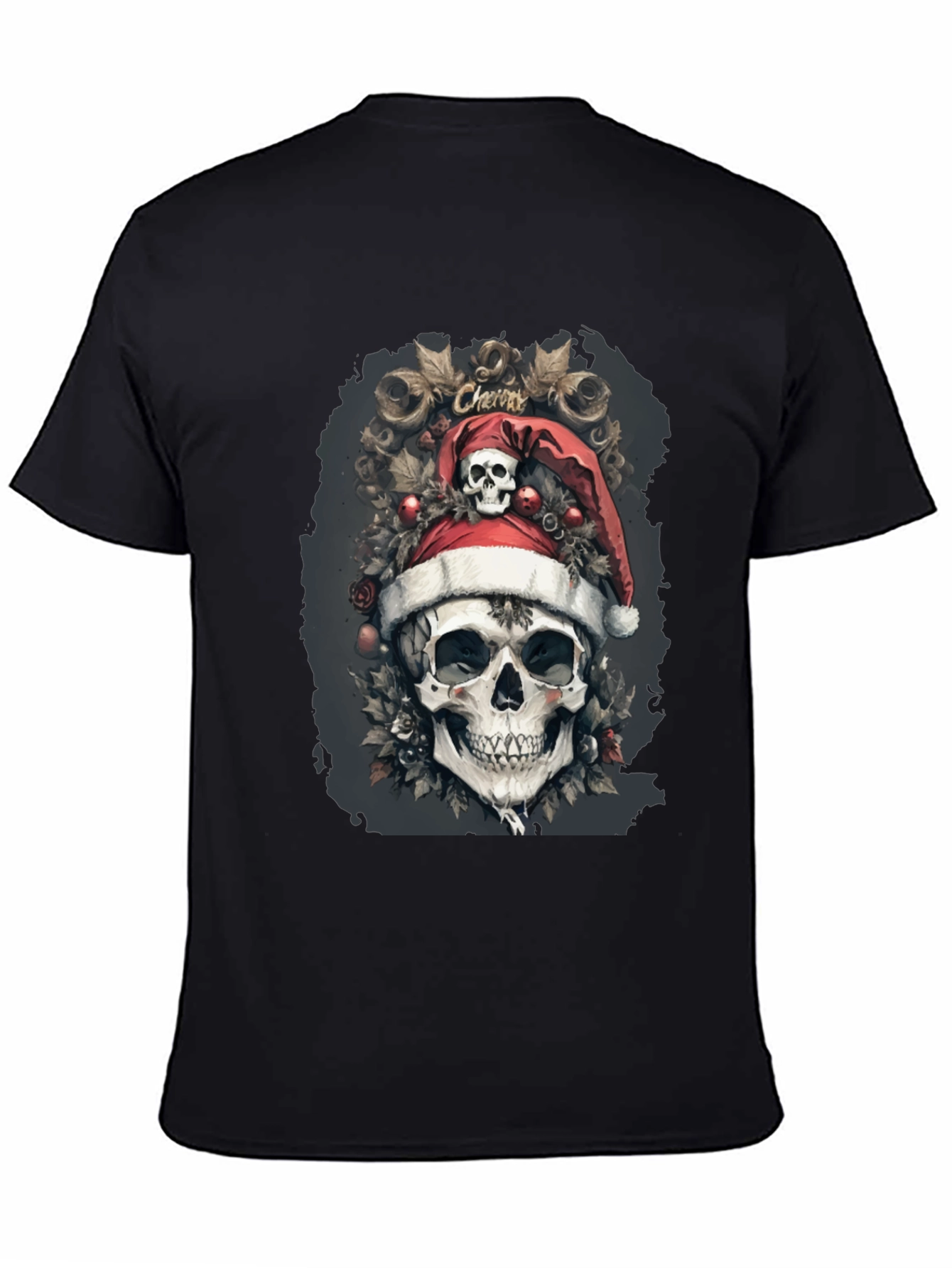 Festive Skull Graphic Tee - Holiday Skeleton Shirt