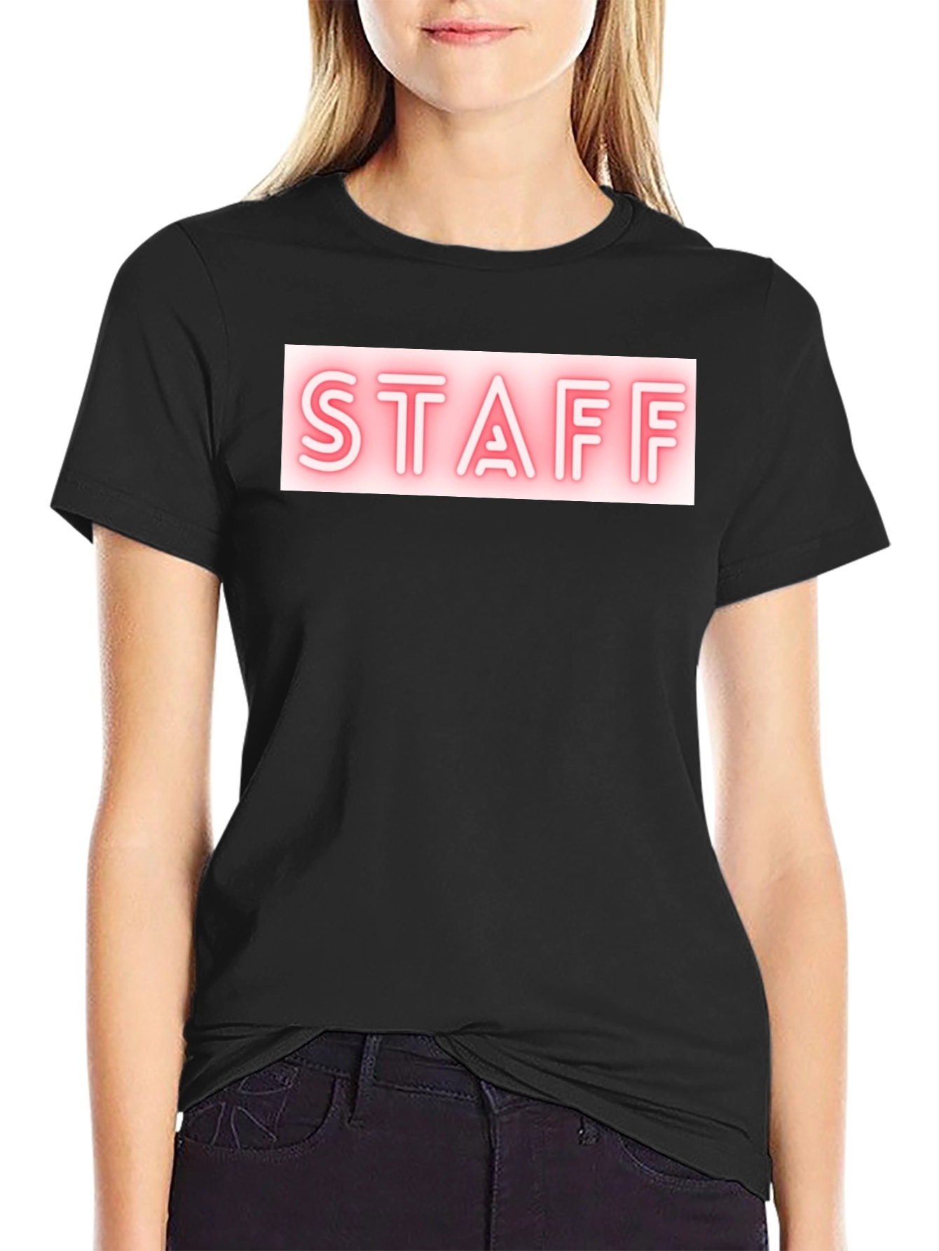 Staff Neon Sign Black T-Shirt