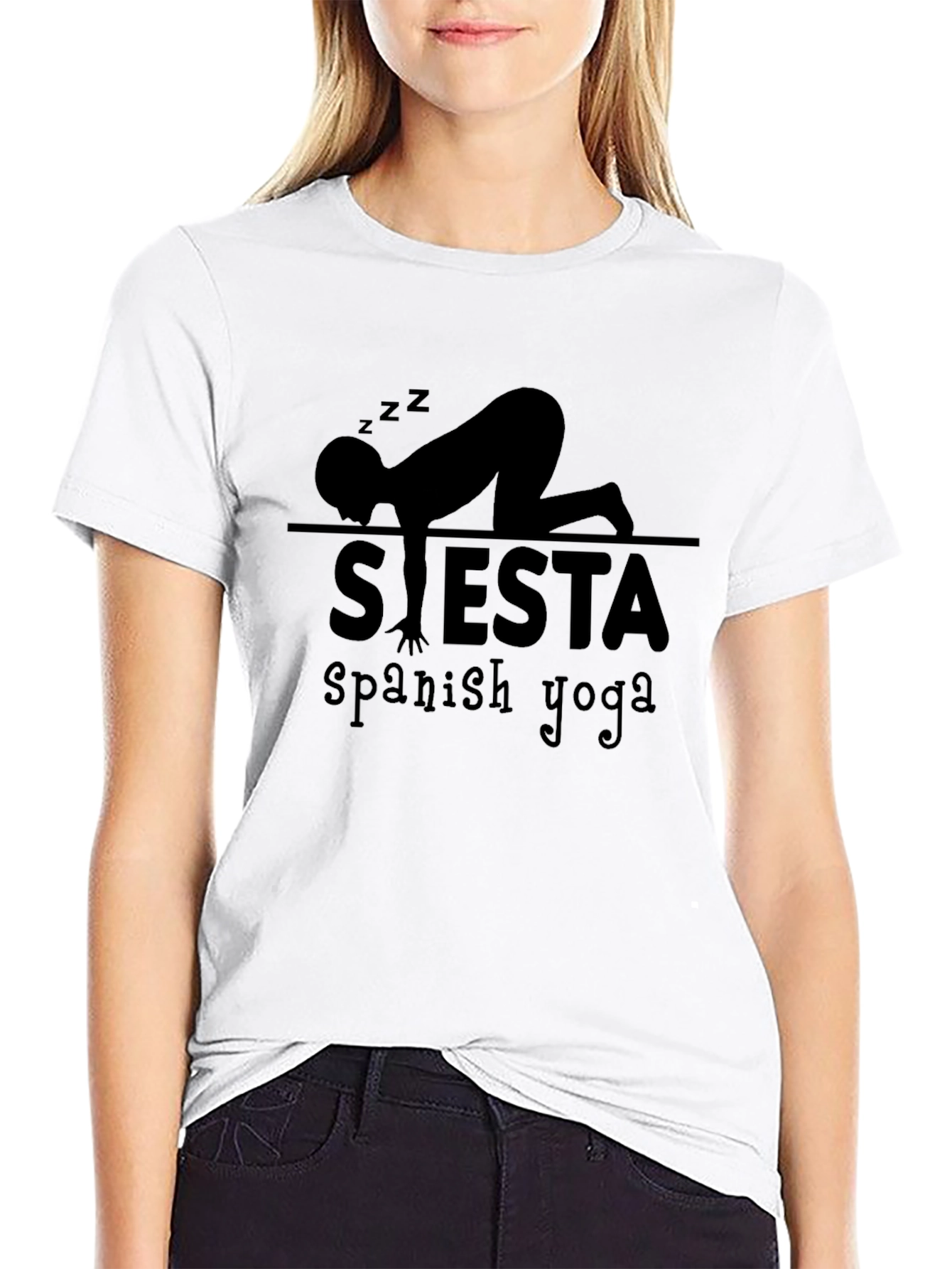 Siesta Spanish Yoga Black T-Shirt