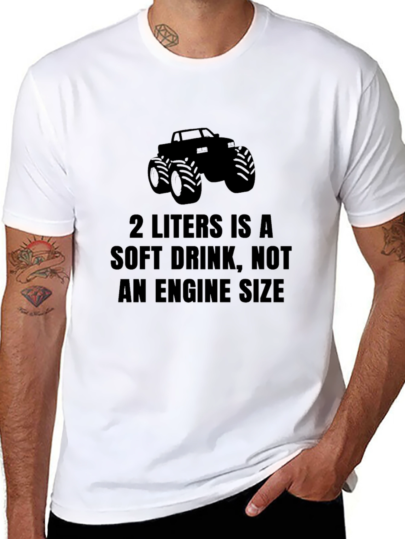 Monster Truck Engine Size T-Shirt - Black