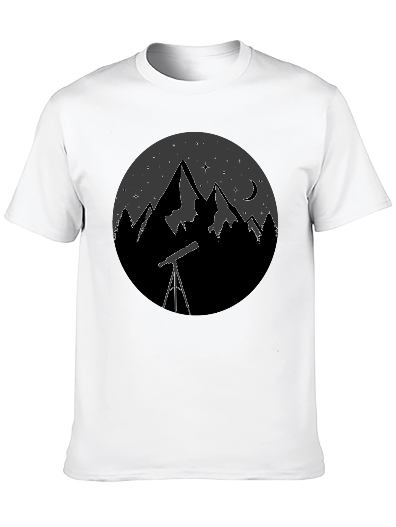 Night Sky Telescope Mountain Graphic Tee