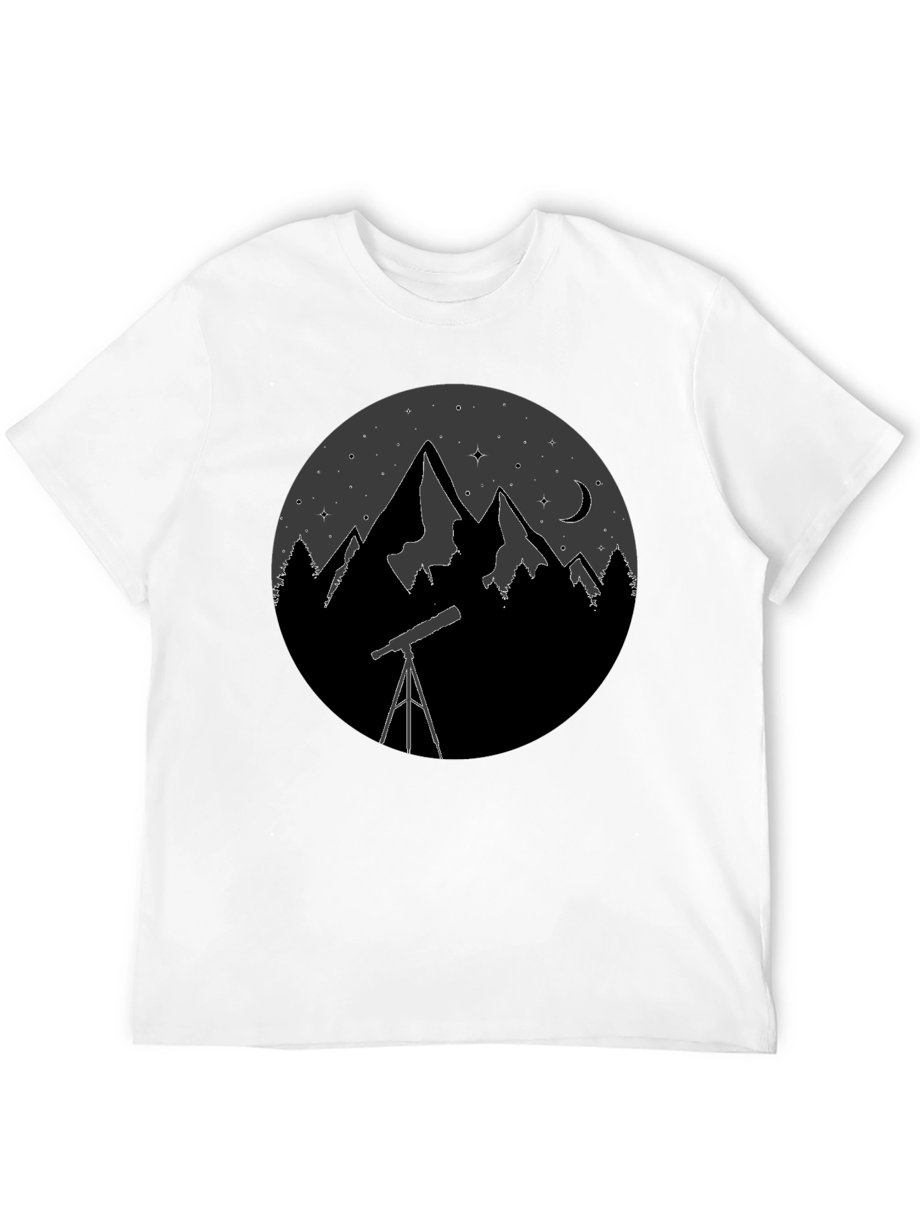 Night Sky Telescope Mountain Graphic Tee