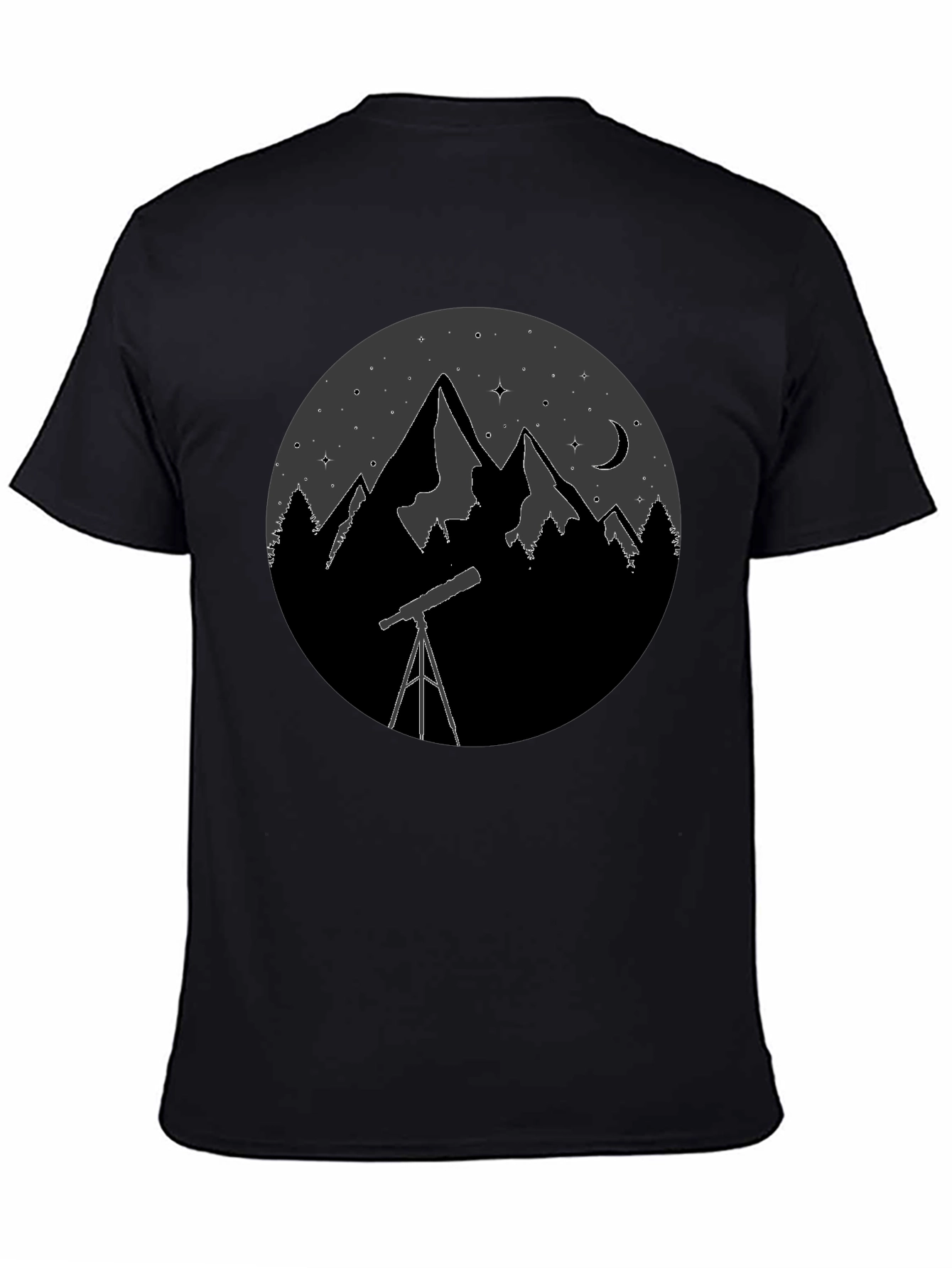 Night Sky Telescope Mountain Graphic Tee