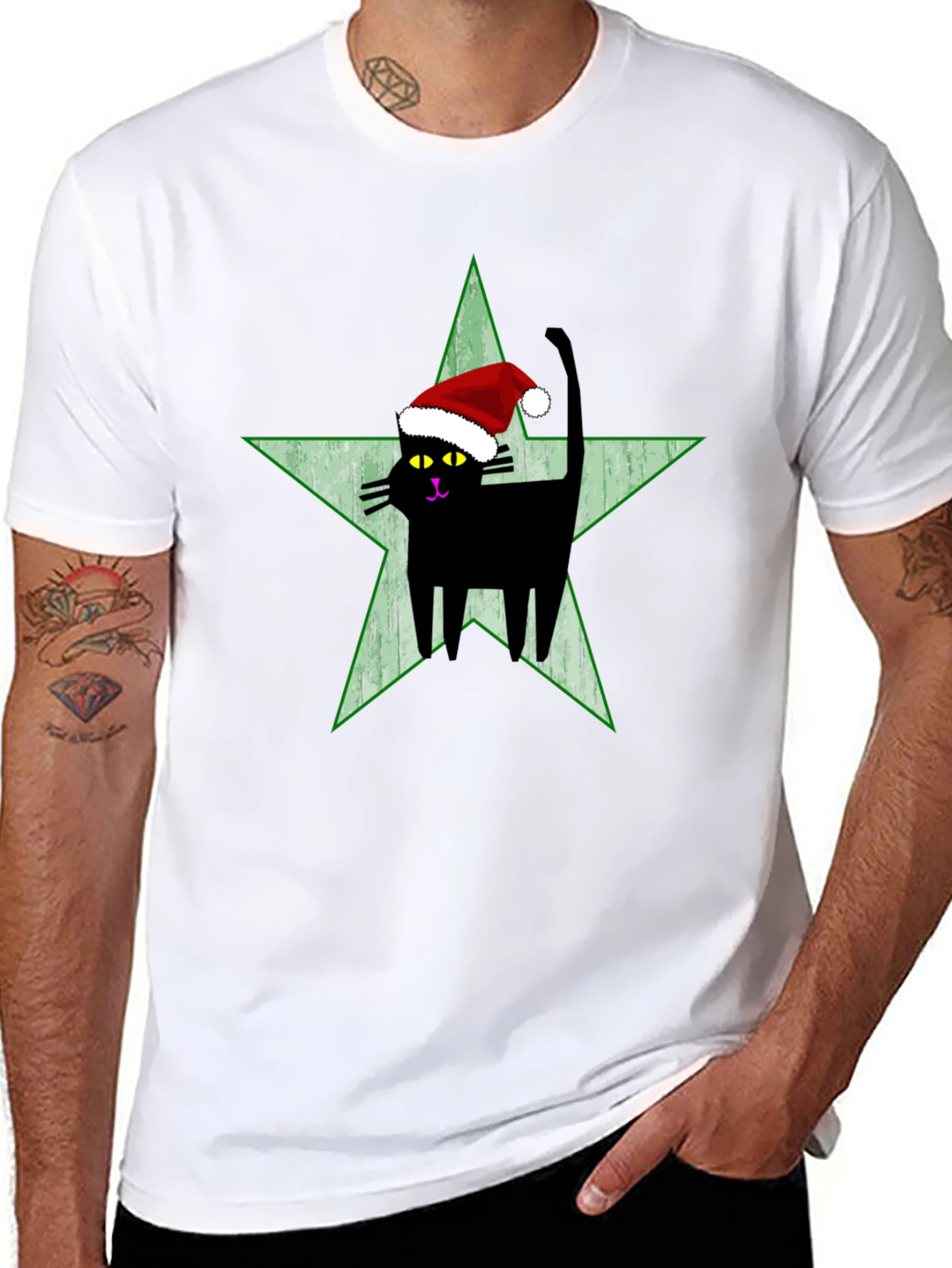 Festive Cat Star T-Shirt