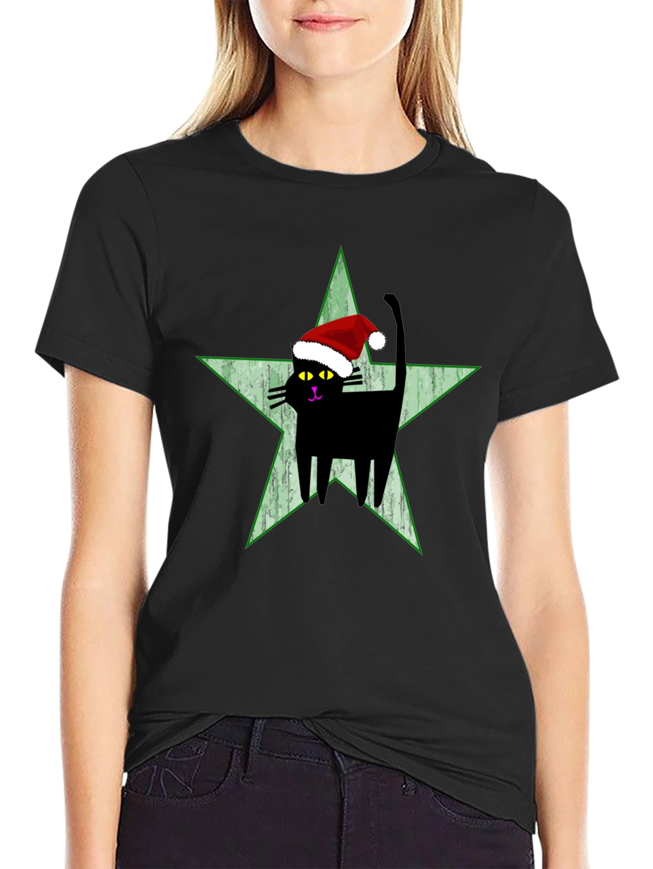 Festive Cat Star T-Shirt