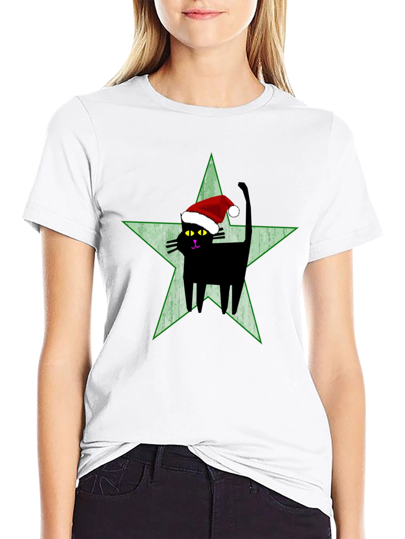 Festive Cat Star T-Shirt
