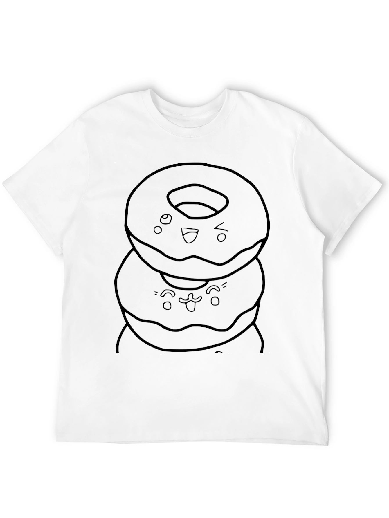 Funny Donut Stack Graphic Tee - Casual Black T-Shirt