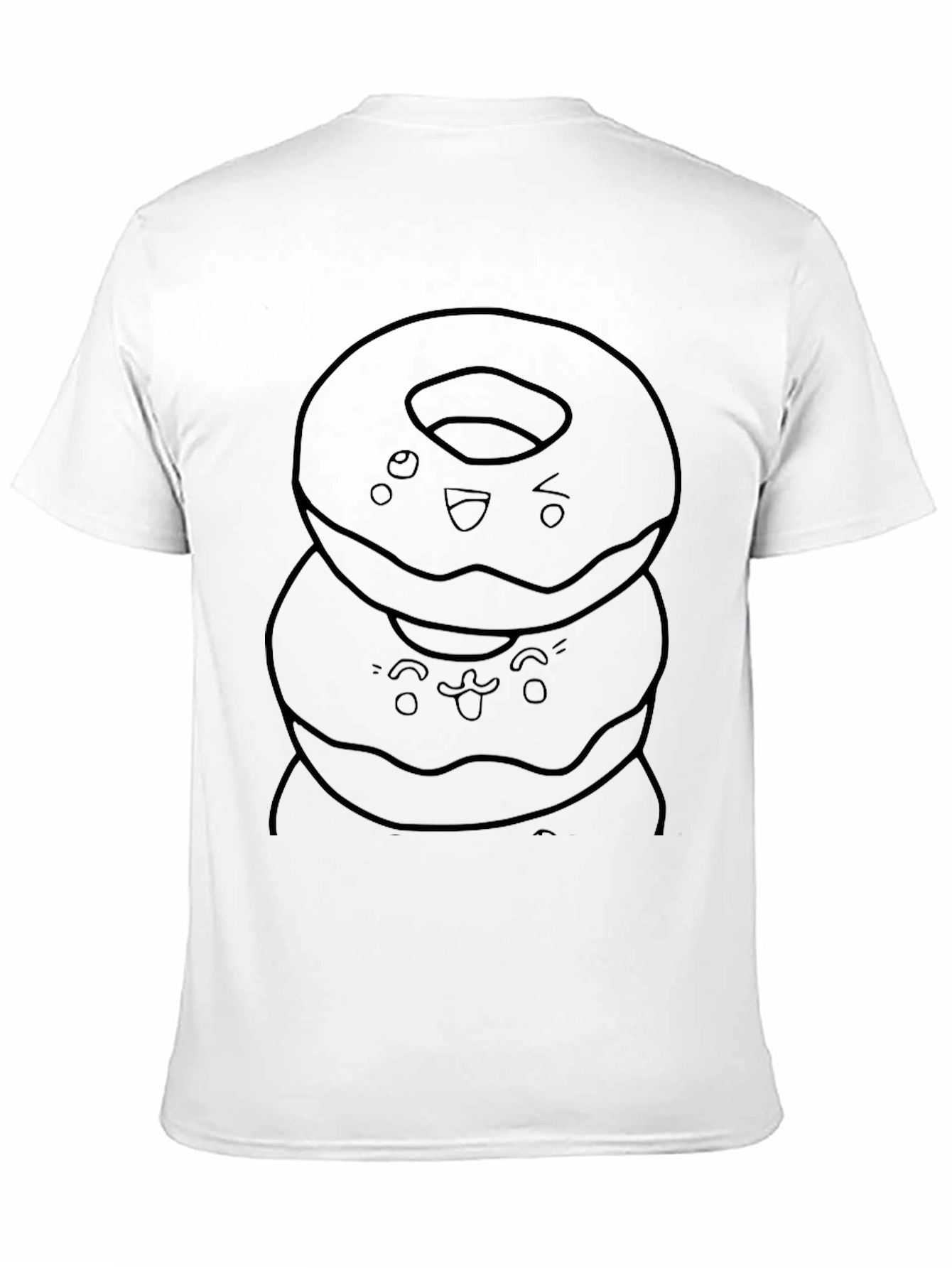 Funny Donut Stack Graphic Tee - Casual Black T-Shirt