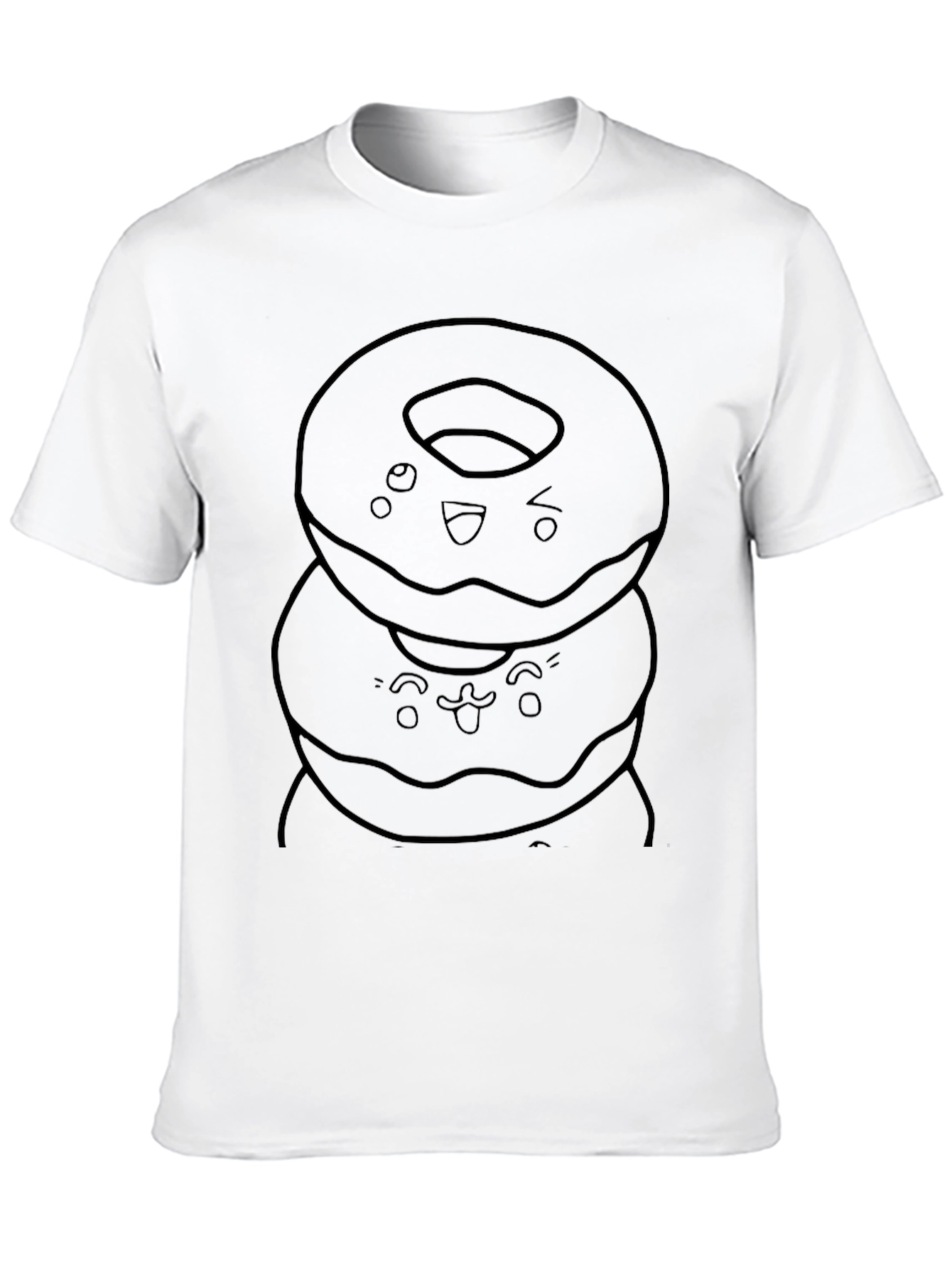 Funny Donut Stack Graphic Tee - Casual Black T-Shirt