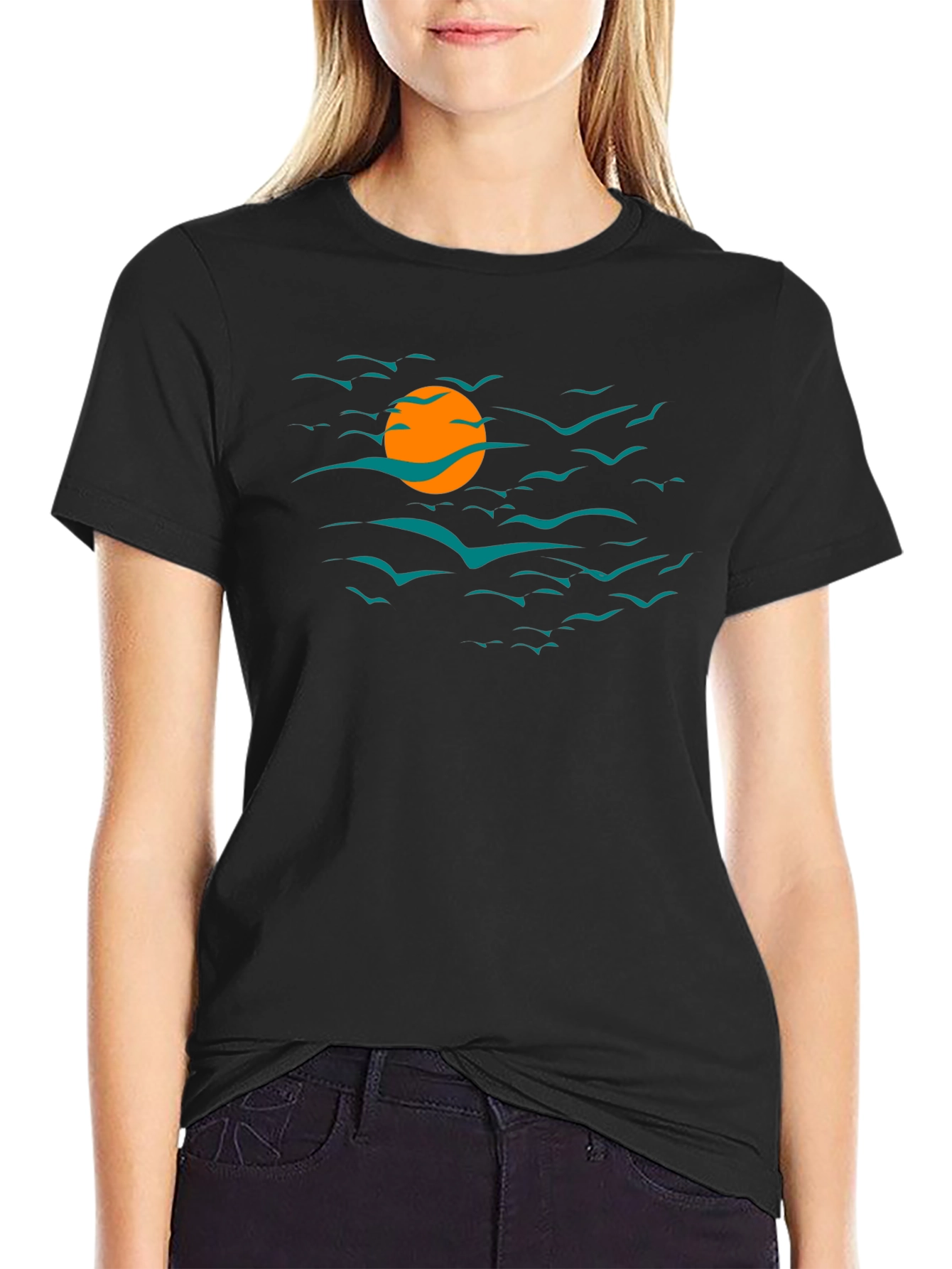 Sunset Birds Graphic T-Shirt