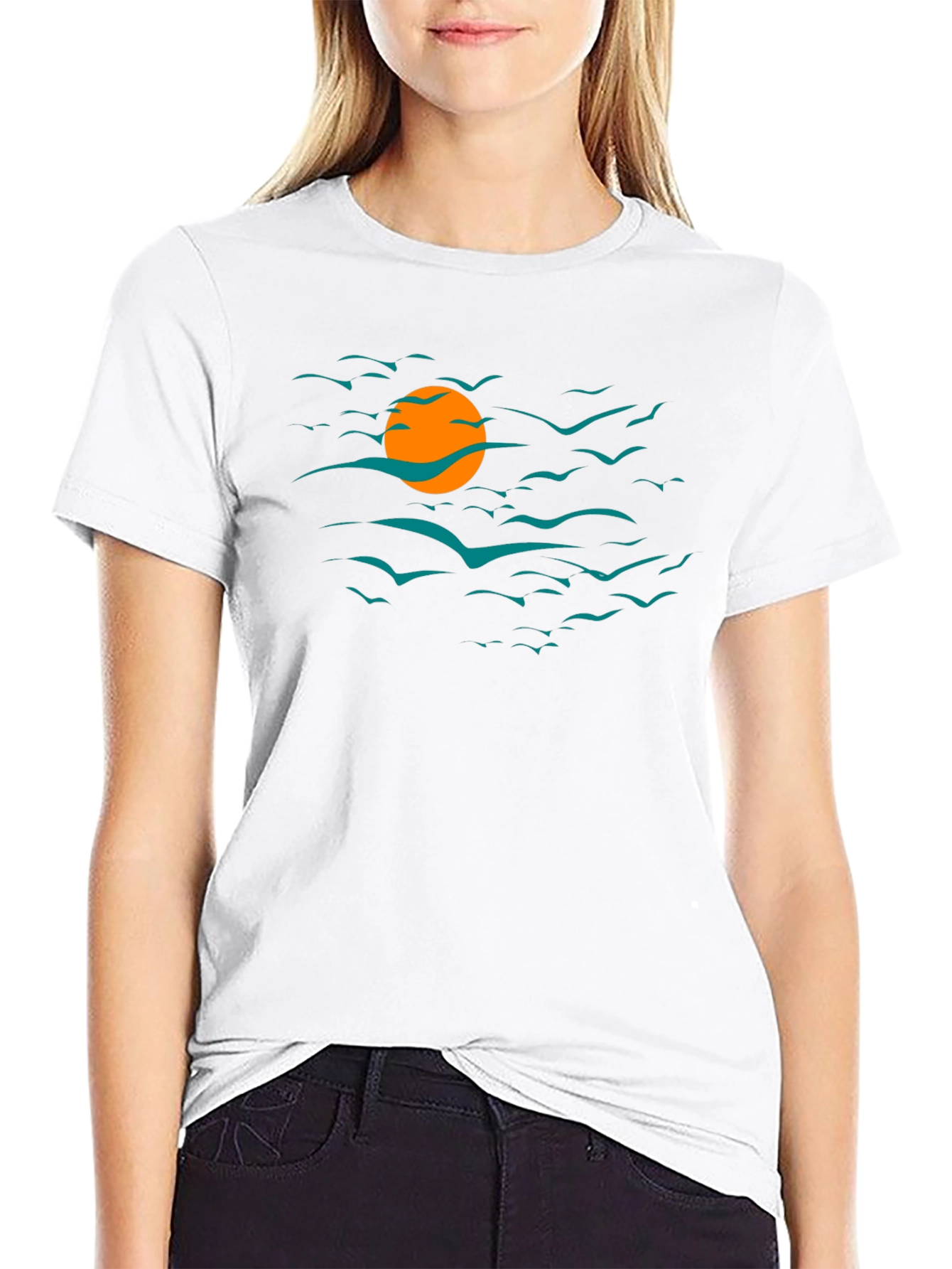 Sunset Birds Graphic T-Shirt