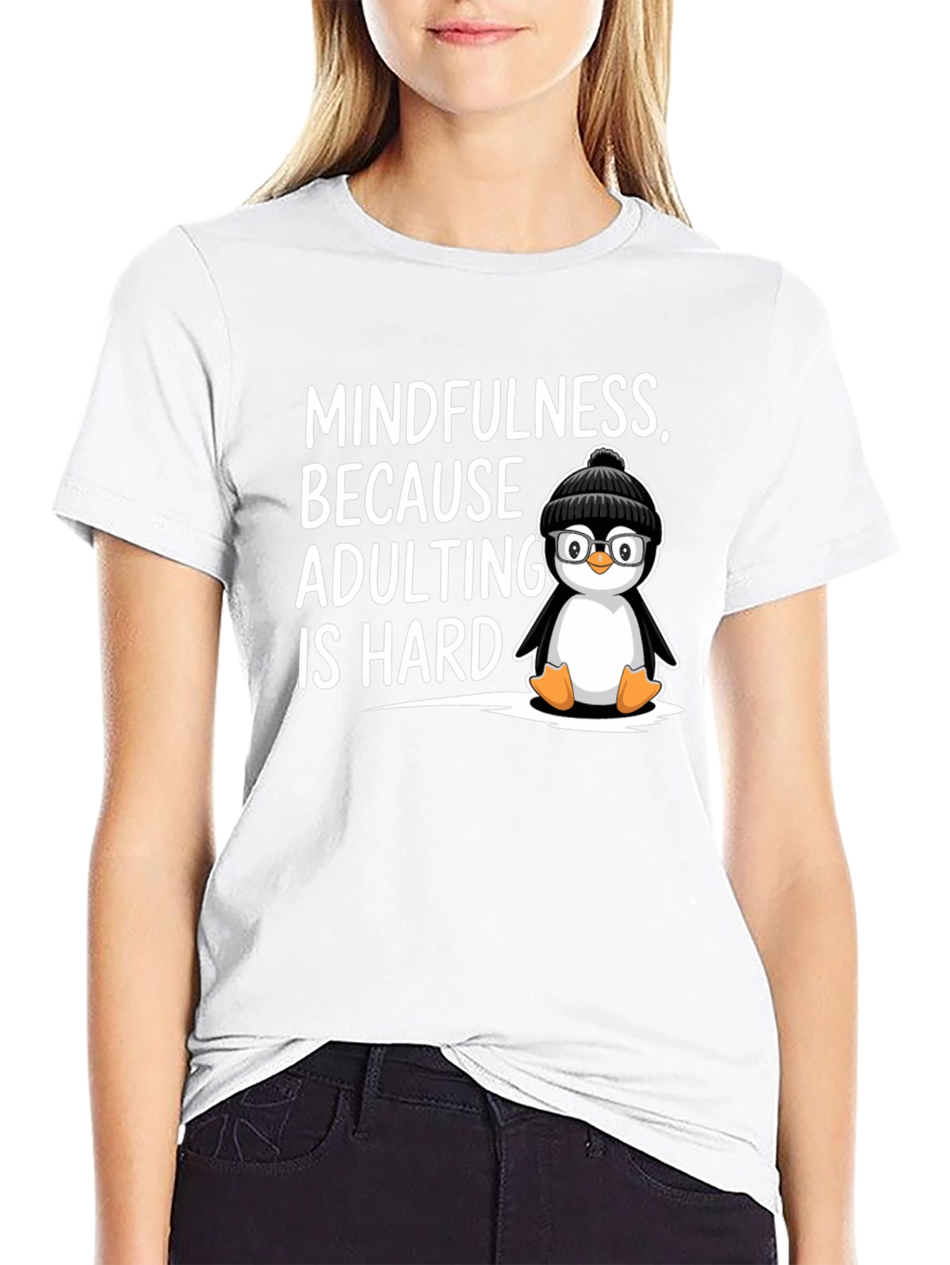 Mindfulness Penguin T-Shirt Adulting is Hard Humor Tee